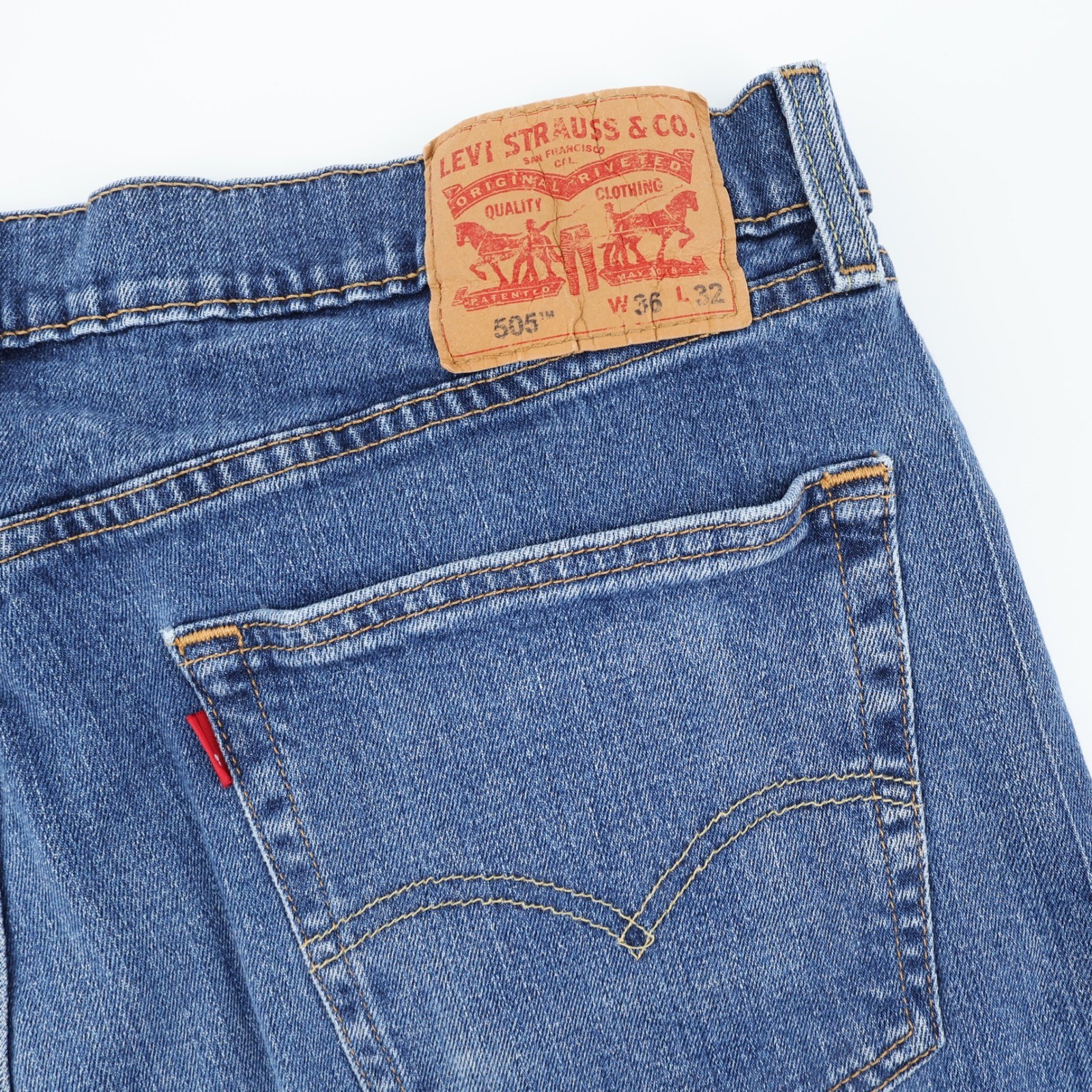 Levi Strauss Co 505 Mens Jeans36x32 Blue Denim Straight Fit