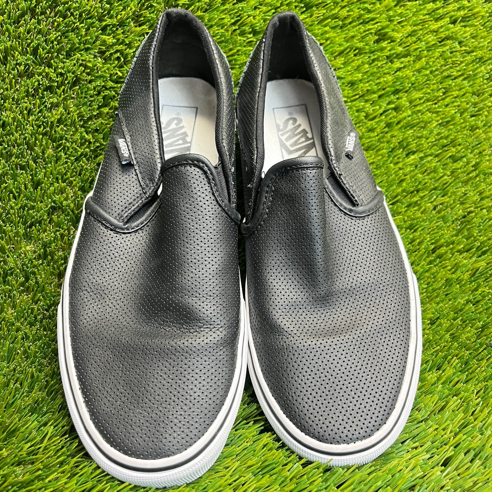 Vans Asher Slip-On Womens Size 9.5 Black Athletic Walking Skate Shoes Sneakers