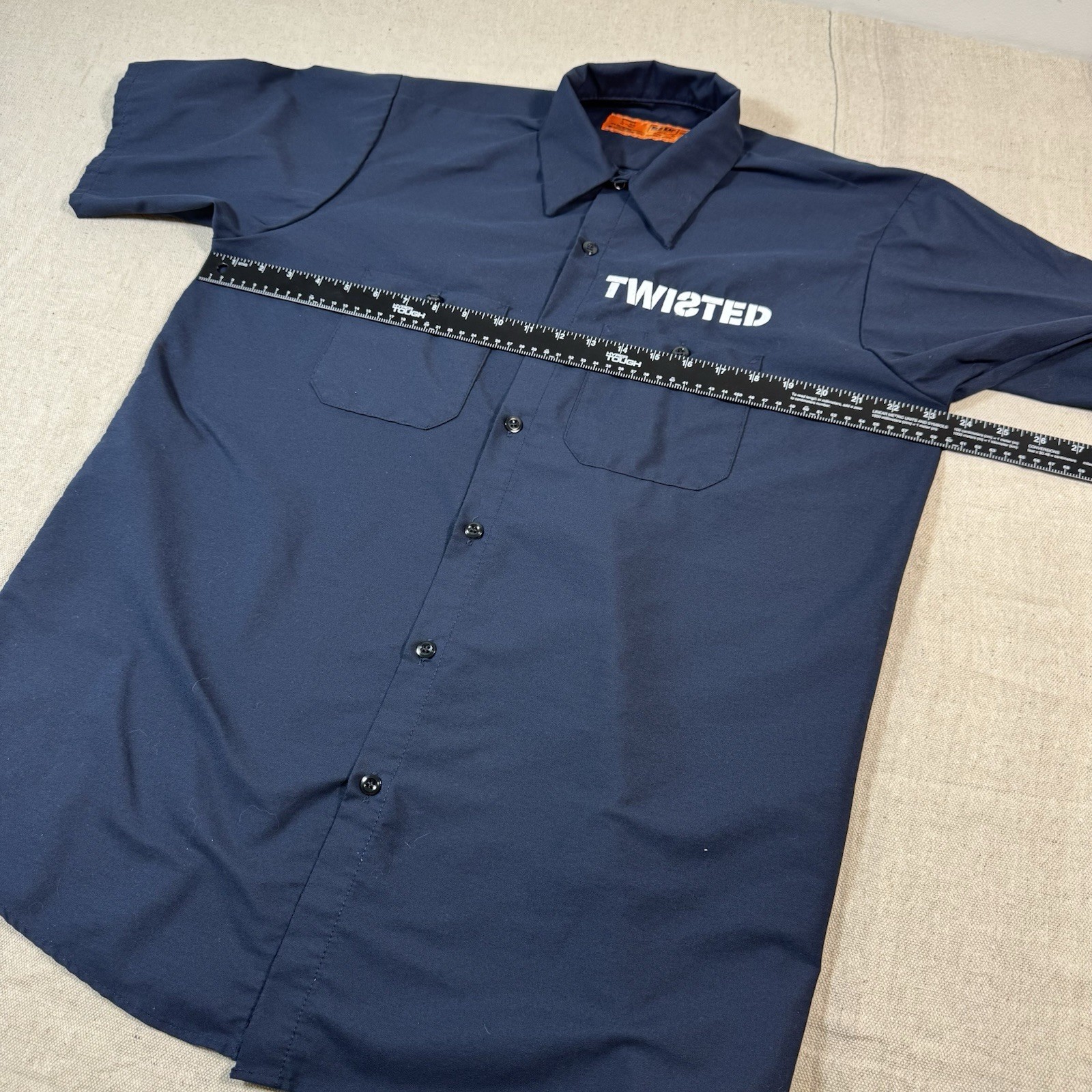 Red Kap Work Shirt Mens Large Navy Blue Good Twisted Logo Short Sleeve SP24NVS