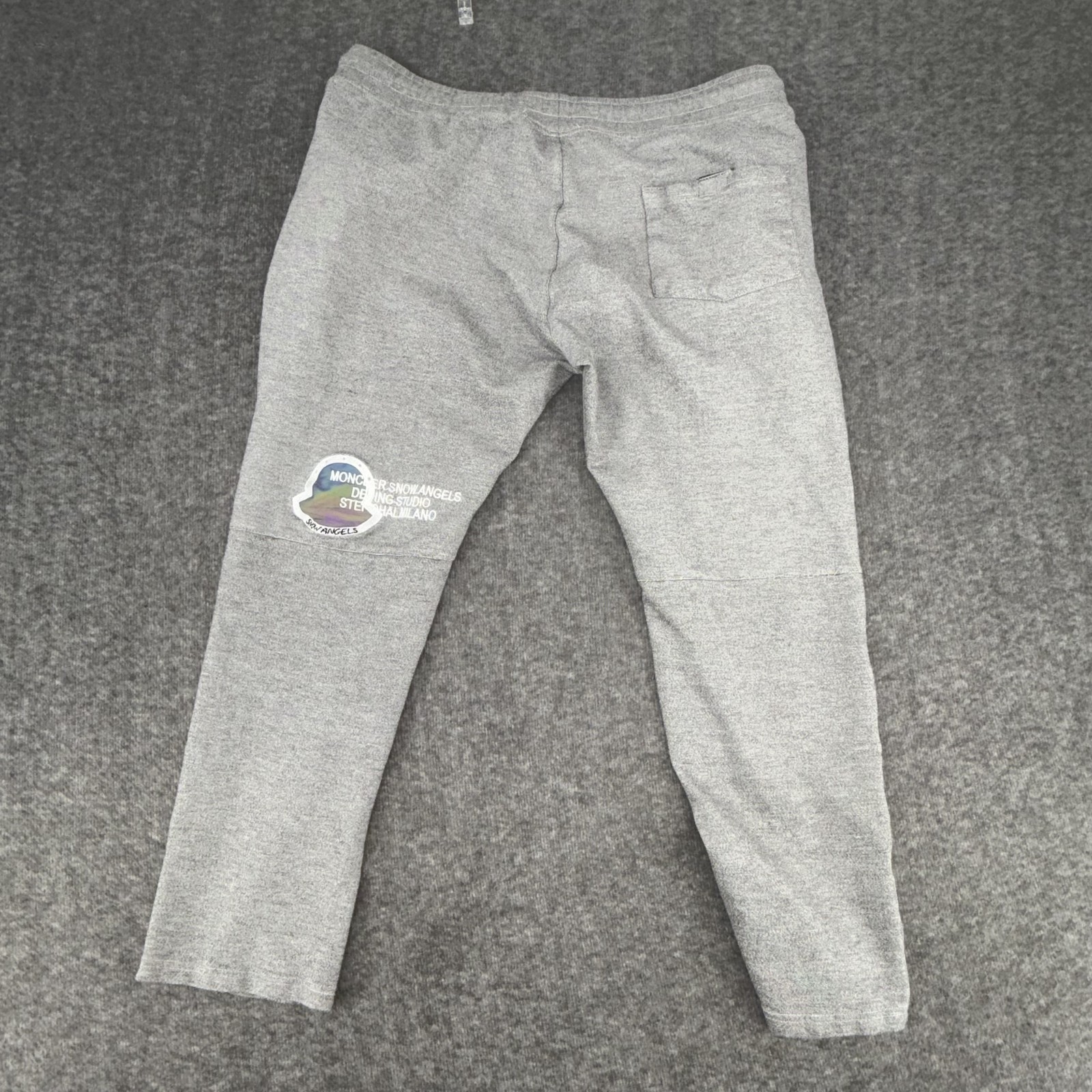 Moncler Grenoble Sweatpants Mens L Gray Logo Joggers Zip Pocket Cotton Lounge