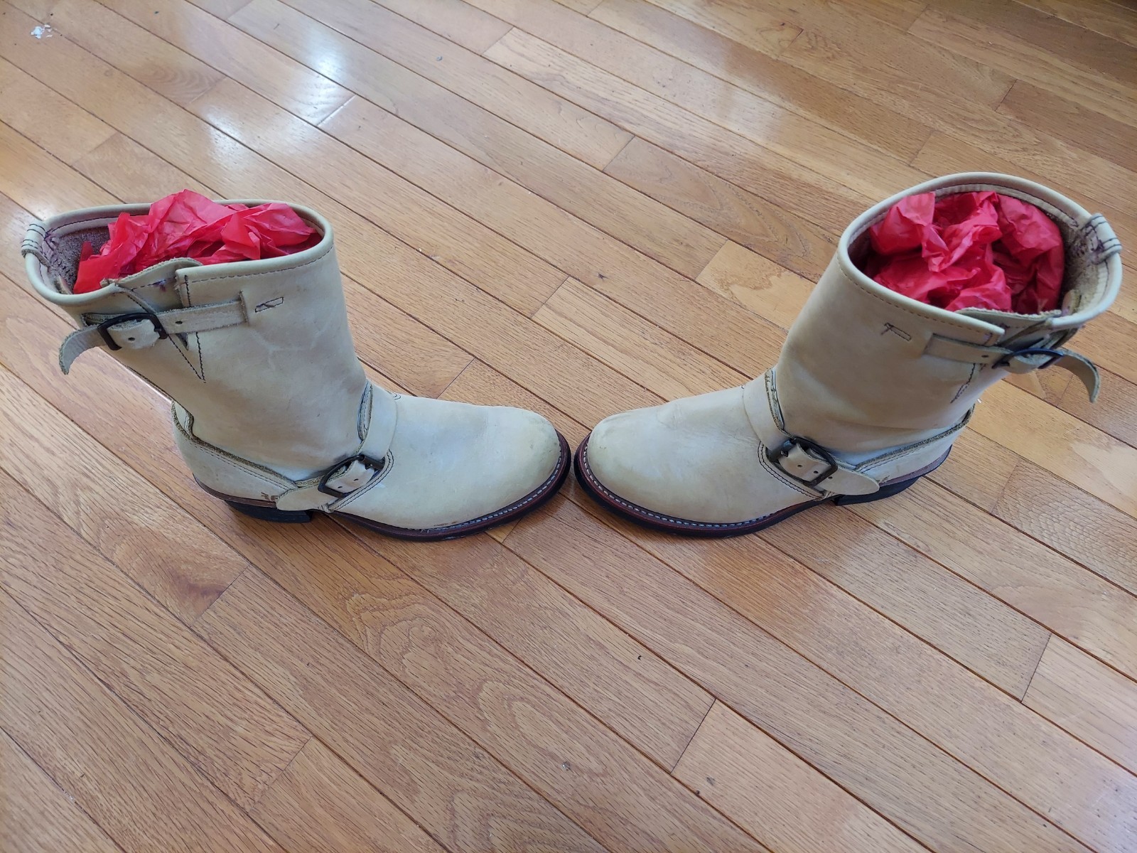 Frye 701 Engineer Boots Pale Yellow Goodyear Welted Motorcycle Women’s Boots 8 M