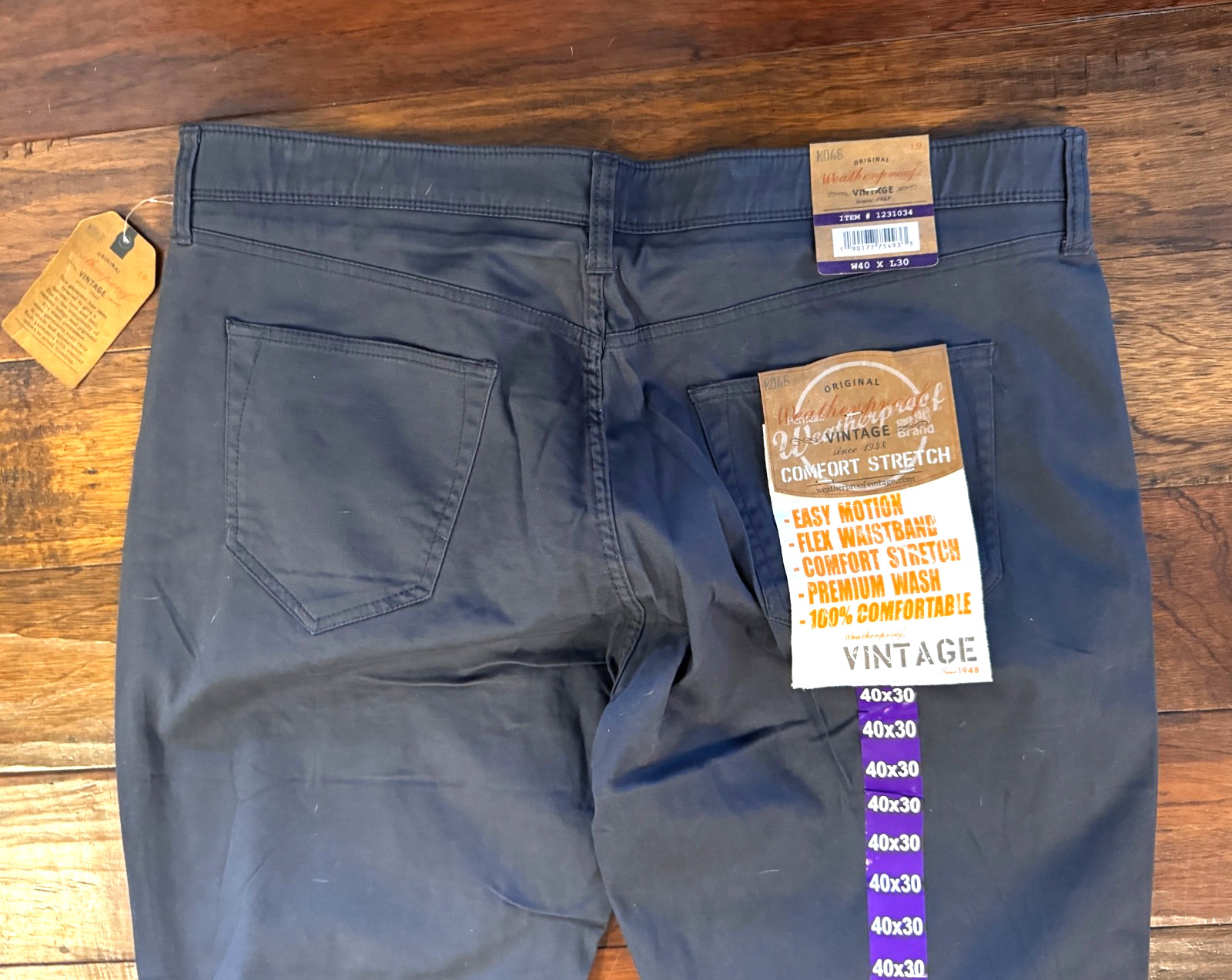 NWT Weatherproof Charcoal Gray Comfort Stretch Flex Waist Pants Men’s 40×30