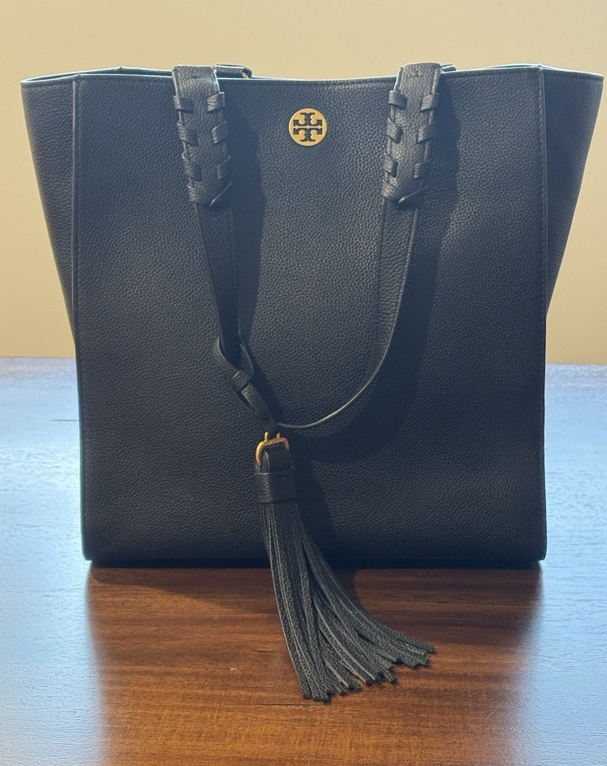 Authentic Tory Burch Taylor Pebbled Leather Tote in Black