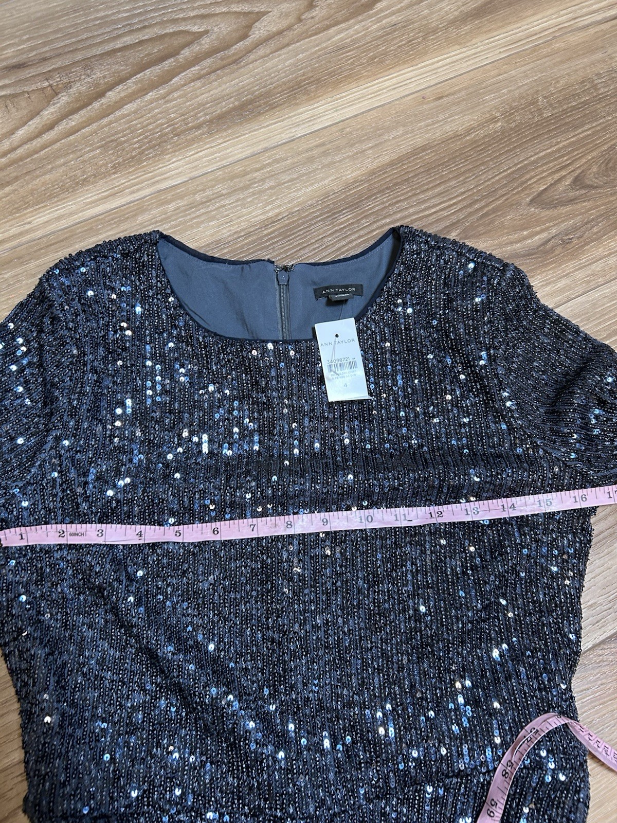 NWT ANN TAYLOR NIGHT SKY SEQUINs MIDI fit FLARE DRESS size 4 wedding formal