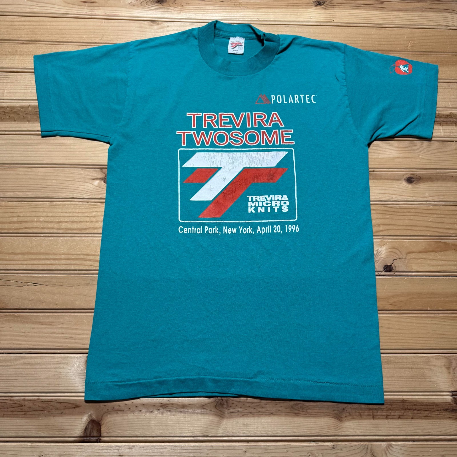 Vintage 1996 Trevira Twosome Central Park NYC Marathon Race T-Shirt USA – Medium