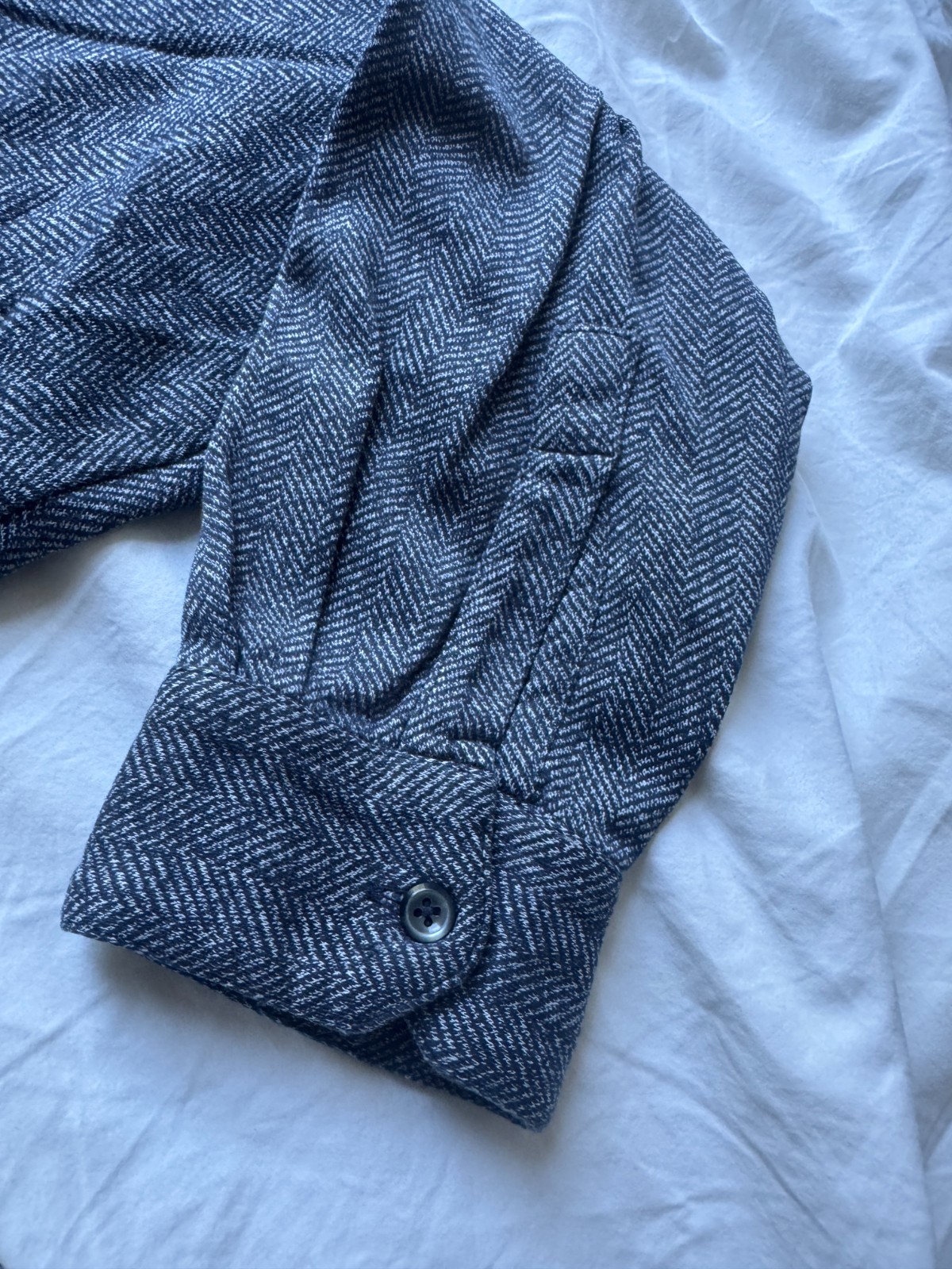 Vintage Herringbone Daniel Cremieux Long Sleeve Polo Charcoal