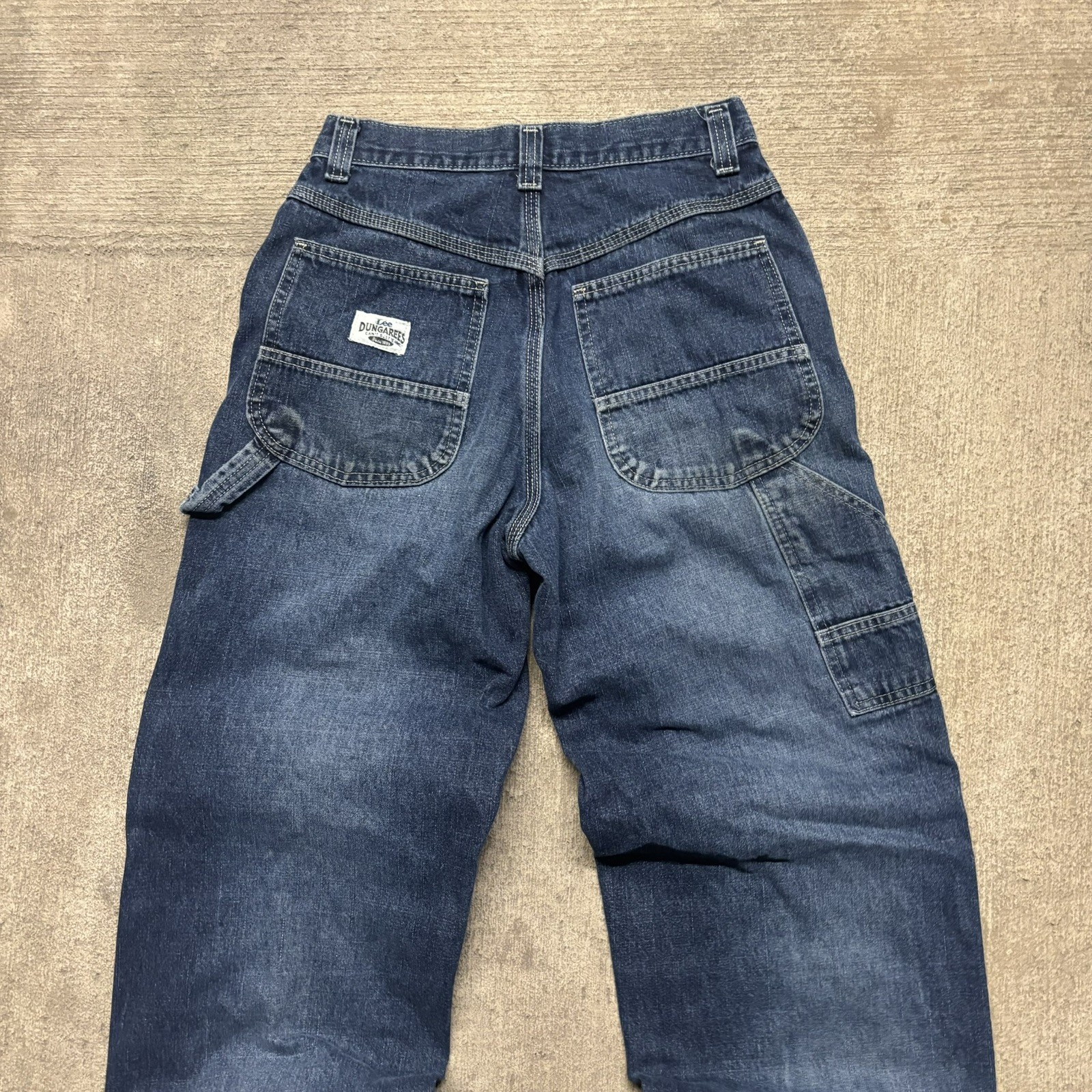 Vintage Lee Workwear Blue Carpenter Jeans High Waisted Wide Leg 26 90s Utility