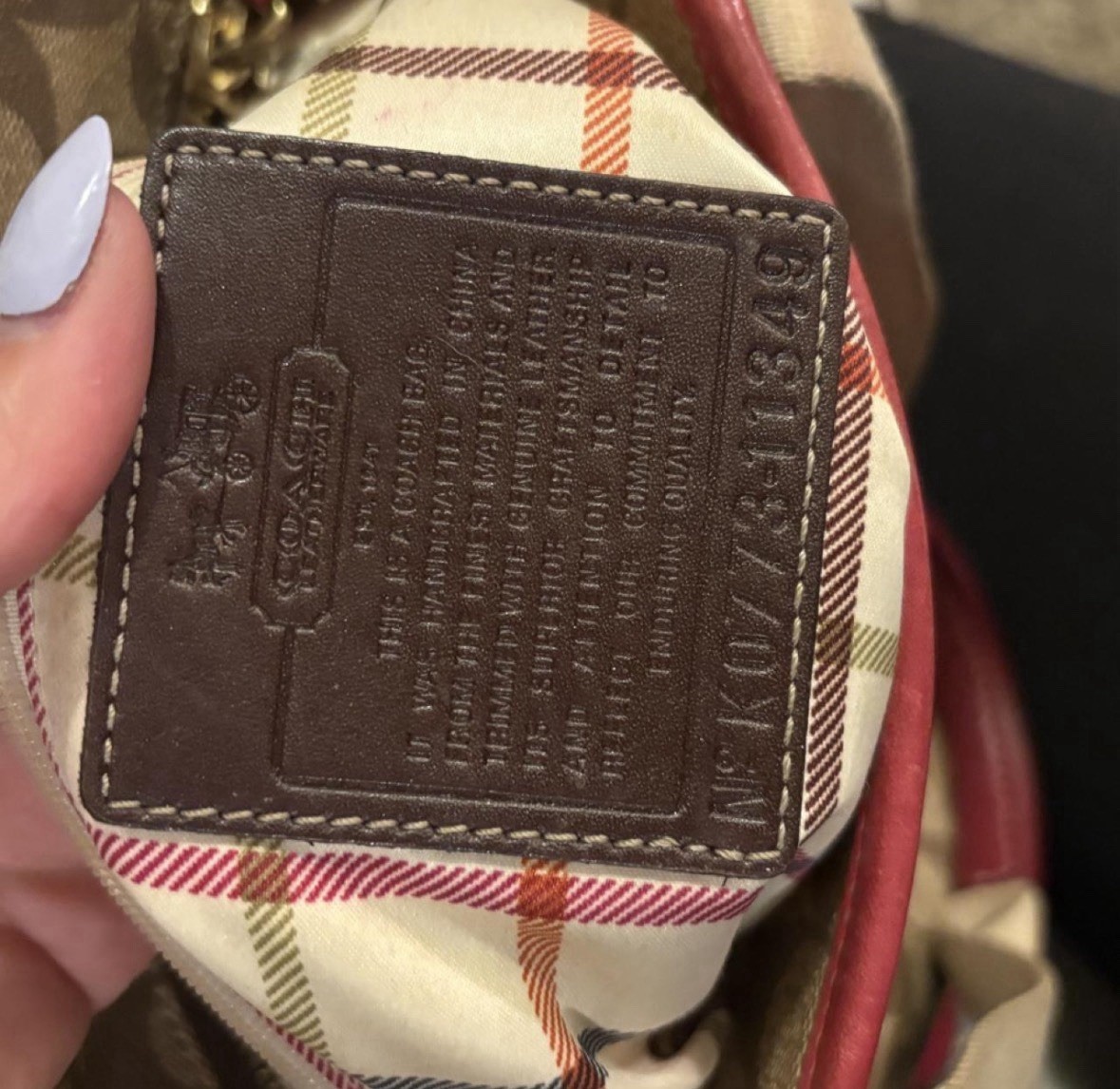 Authentic Coach 11349 Heritage Signature Stripe Tote Khaki Pink Shoulder Bag