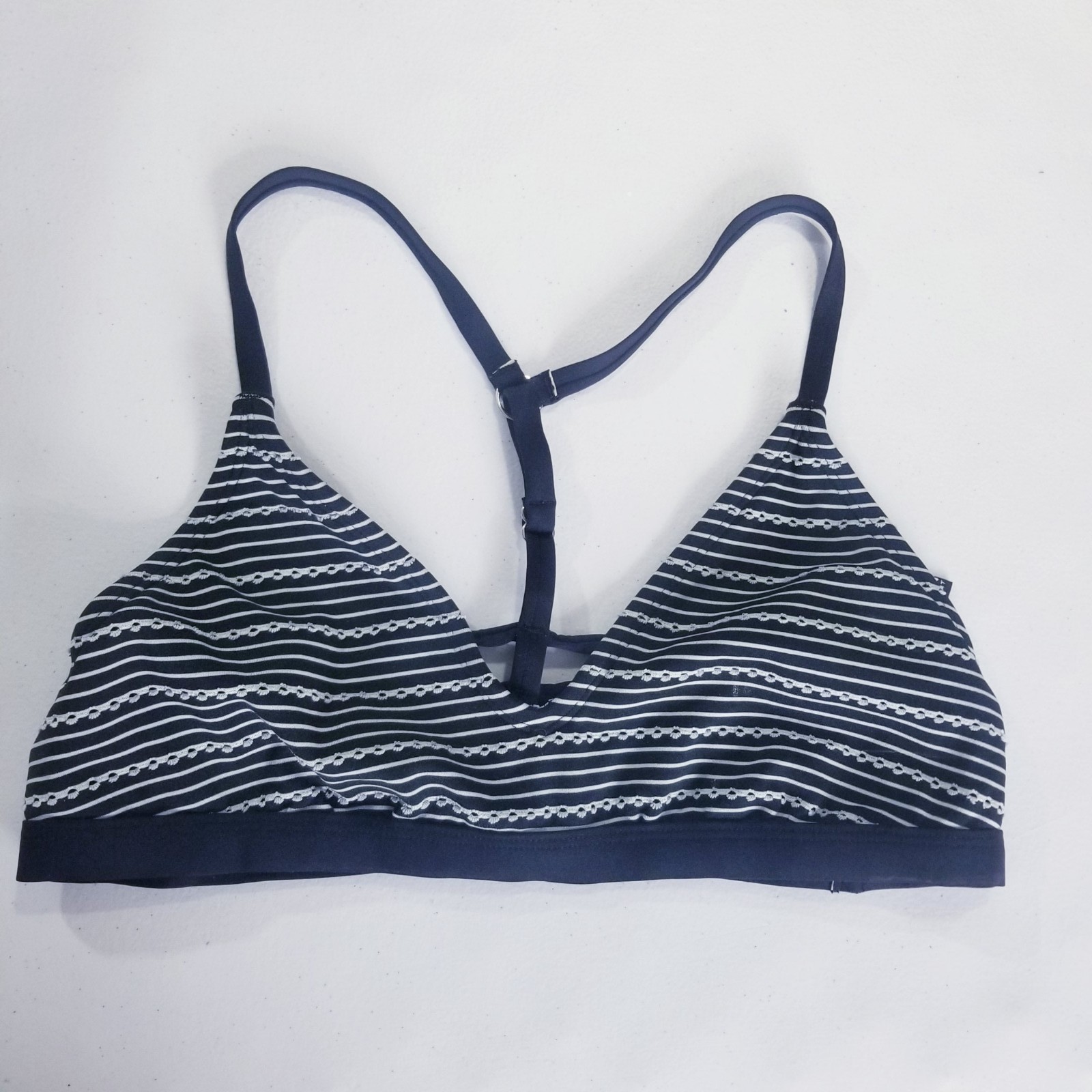Jantzen Sport Bra Medium Black White Strappy Back Textured Activewear Yoga Gym