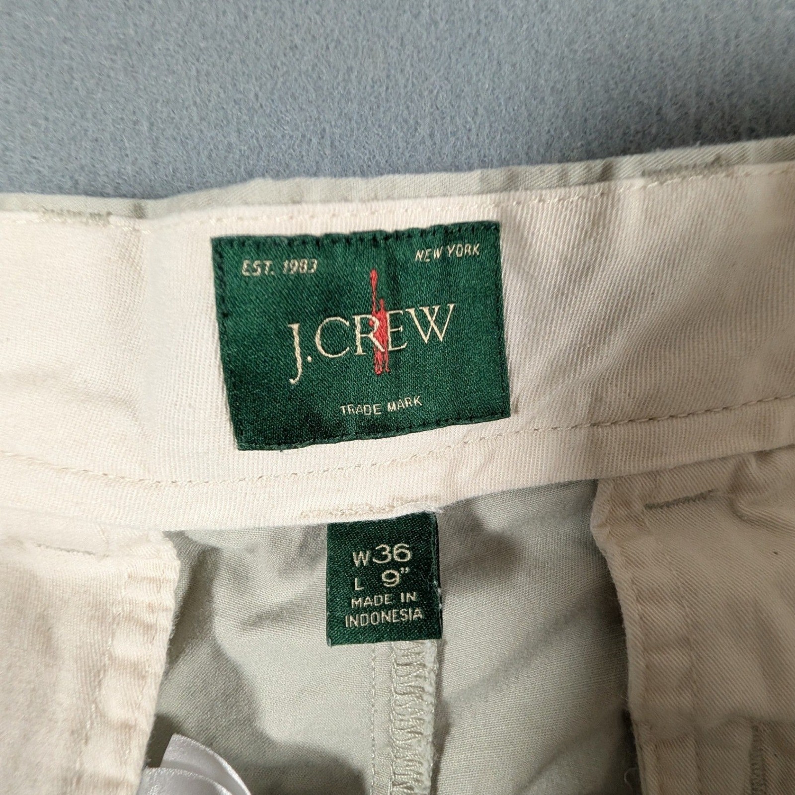 J. Crew Chino Shorts Mens 36 Beige Khaki 9 Inch Inseam Stretch Cotton