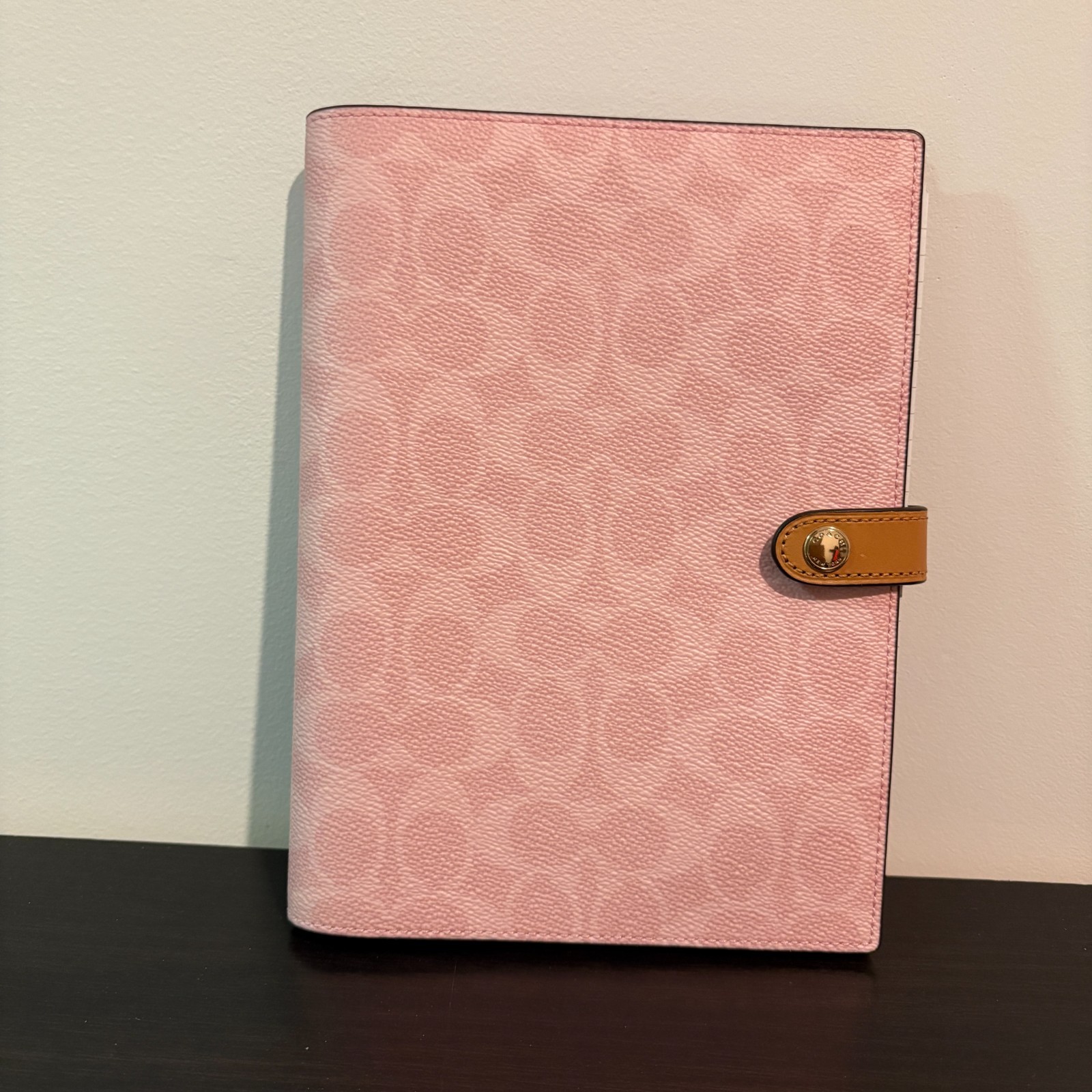 Coach Notebook In Signature Canvas Gold Powder Pink CEA49 NWT 100% Authentic