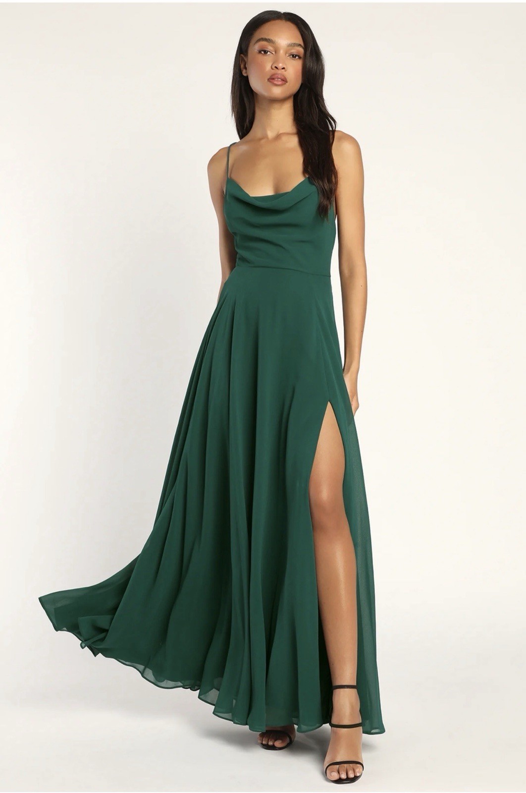 Lulu’s Green Drape Front High Slit Formal Dress Size Medium Corset Back P3