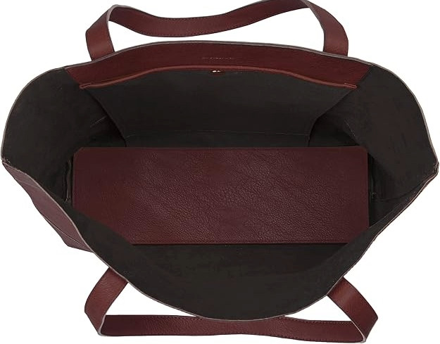Vegan Leather Tote Overbrooke Deep Red Soft 100% Pebbled Tote Open Top-NEW