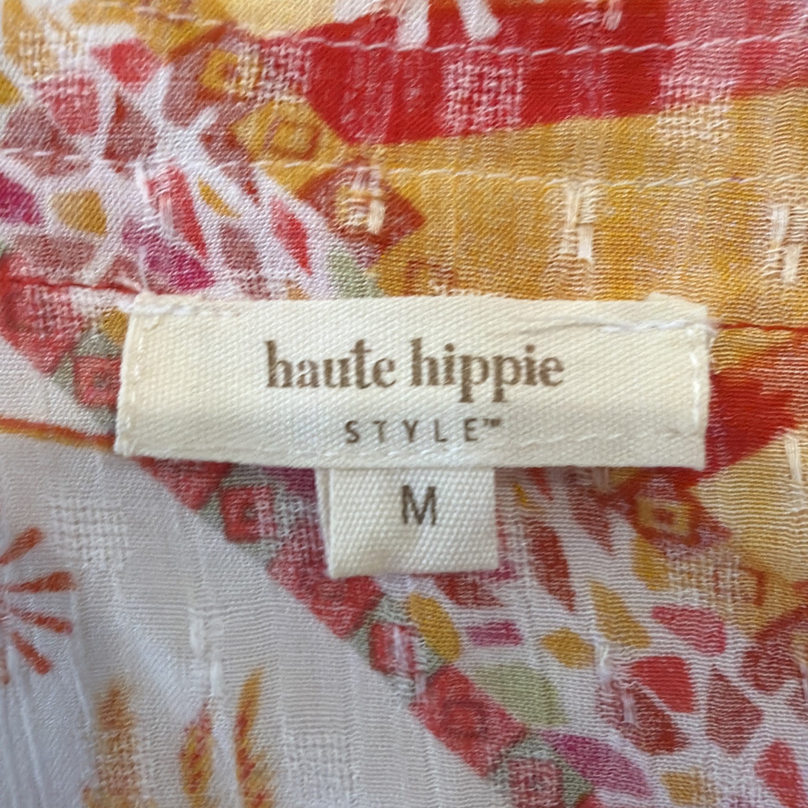 Haute Hippie Women’s Pineapple Print Tie Front Blouse Medium Preowned