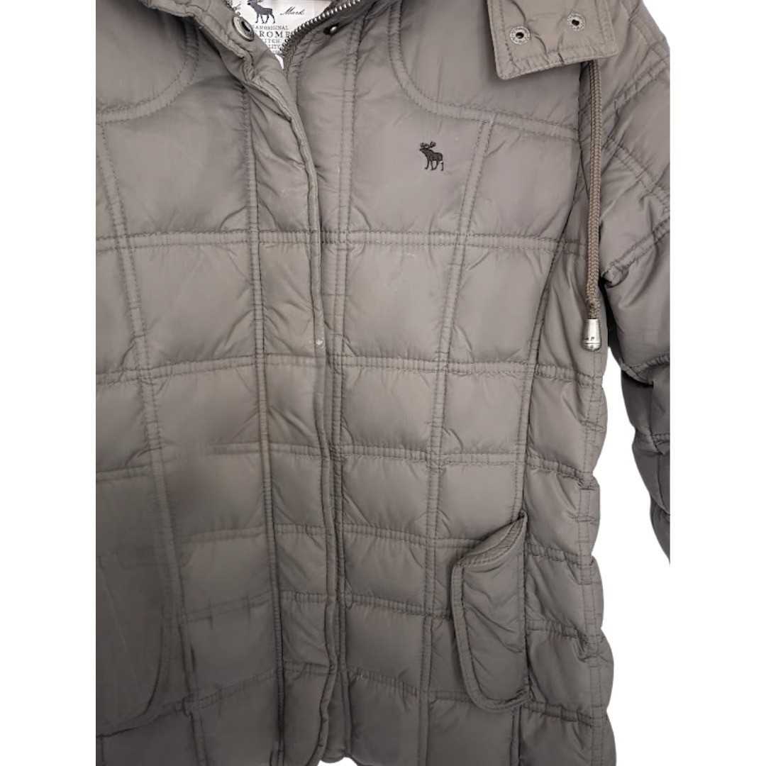 Abercrombie & Fitch Brown Quilted Puffer Jacket Hooded Y2K Gorpcore Moose Logo M