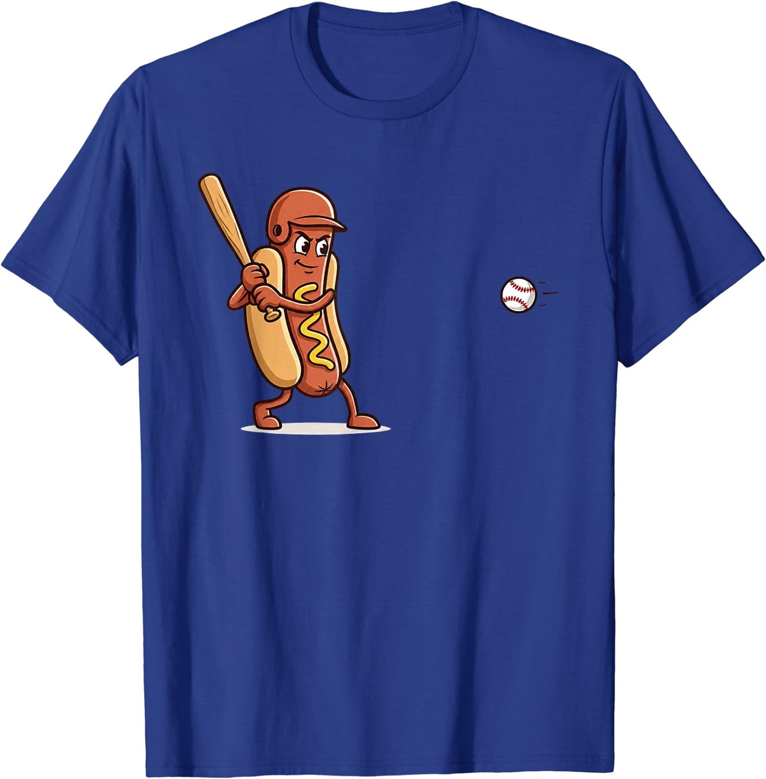 Dingers and Dogs Funny Hotdog Baseball Player Cartoon Sports T-Shirt