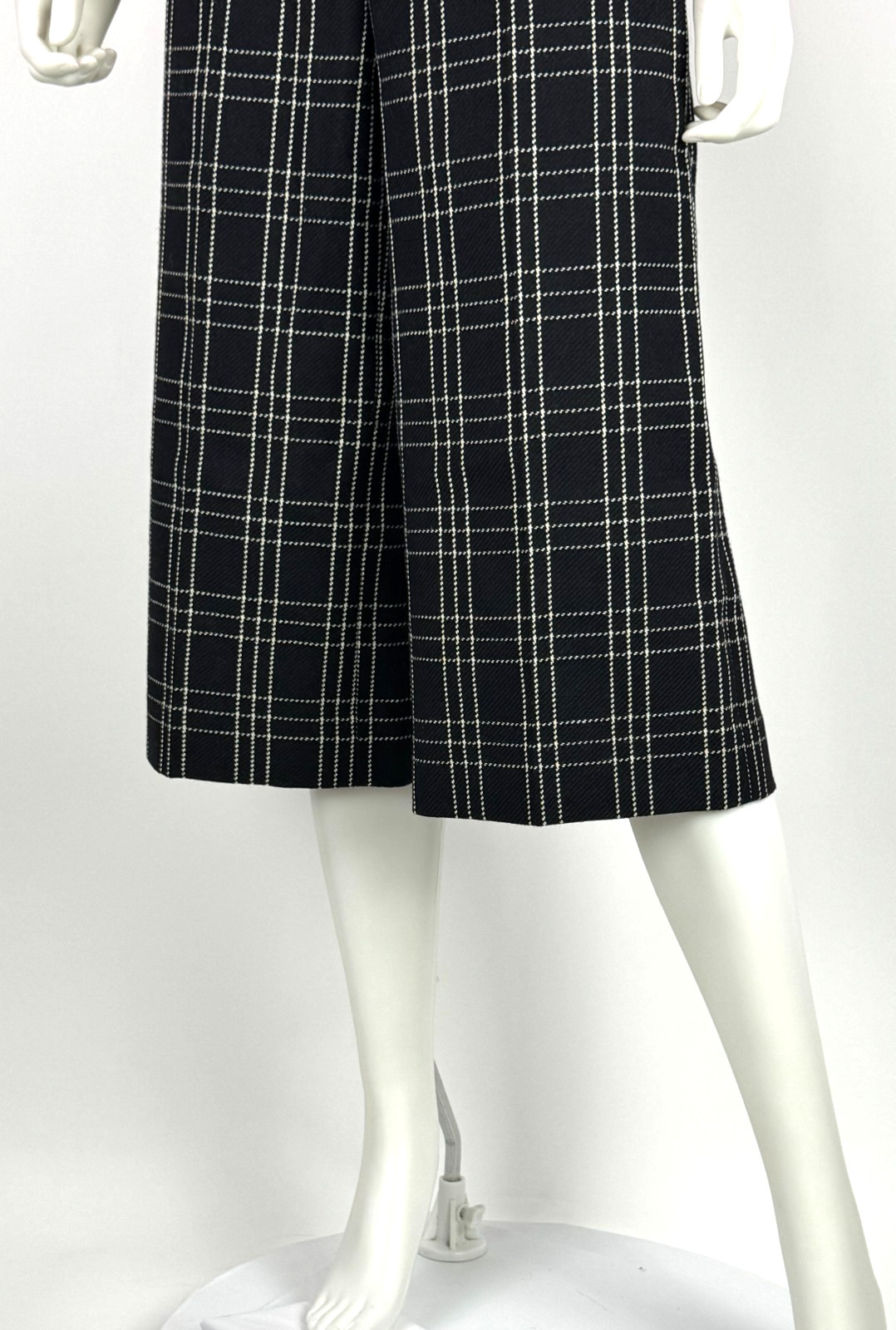 $2K Christian Dior New Black White Wool Dress Pants 4 6 US 40 IT S Culottes Auth