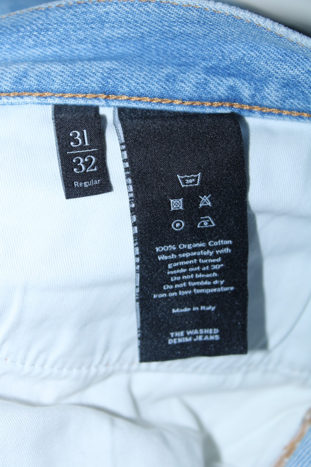 Asket Men’s 31×32 (Fits like 34) Light Blue Straight Leg The Washed Denim Jeans
