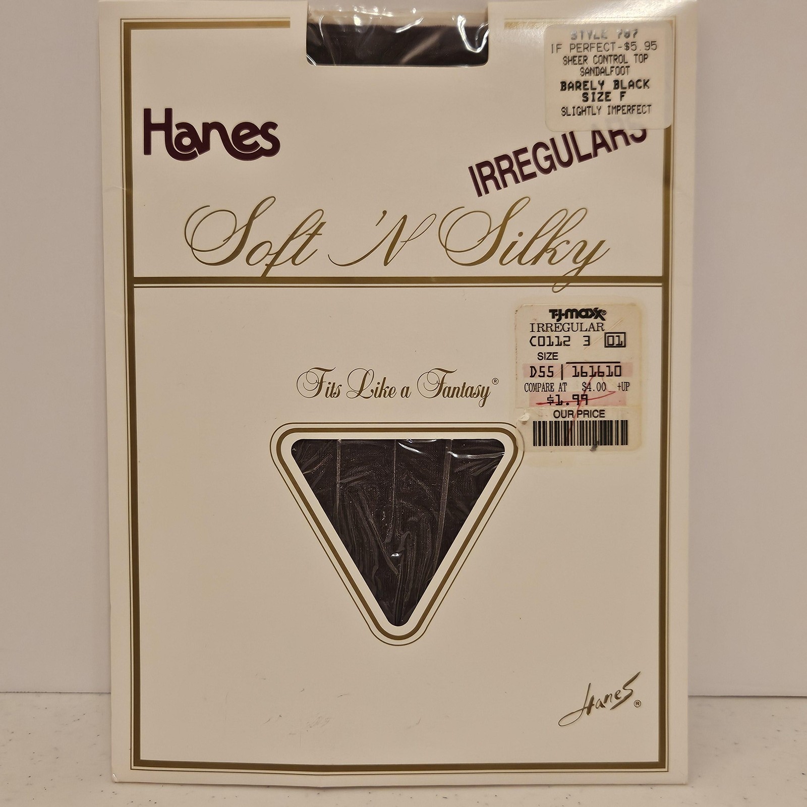 Hanes Soft N Silky Pantyhose Irregular Size F Barely Black Control Top 707