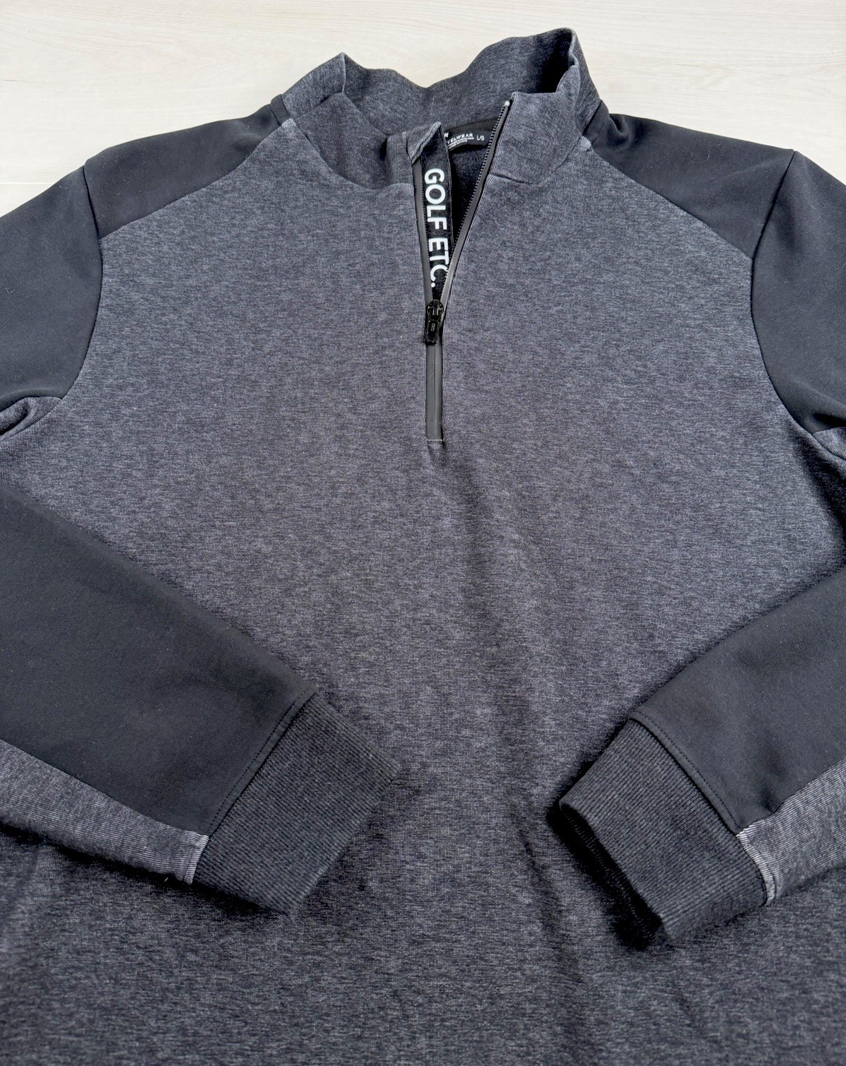 Levelwear Golf Pullover Black Gray 1/4 Zip Tech Sweater Performance Stretch L
