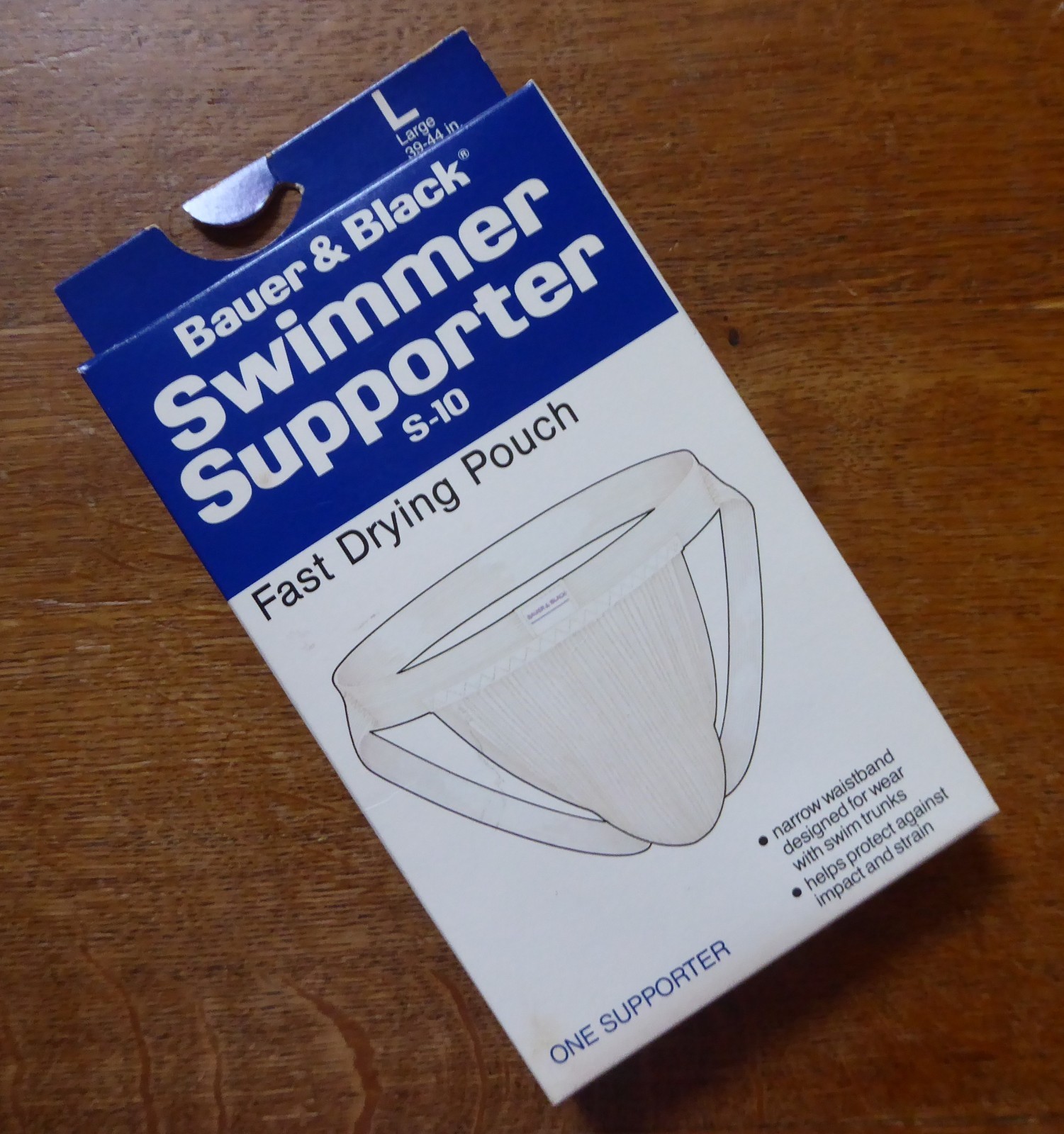 Vtg. Bauer & Black men’s swimmer athletic supporter, S-10, nylon, L, USA, NIB