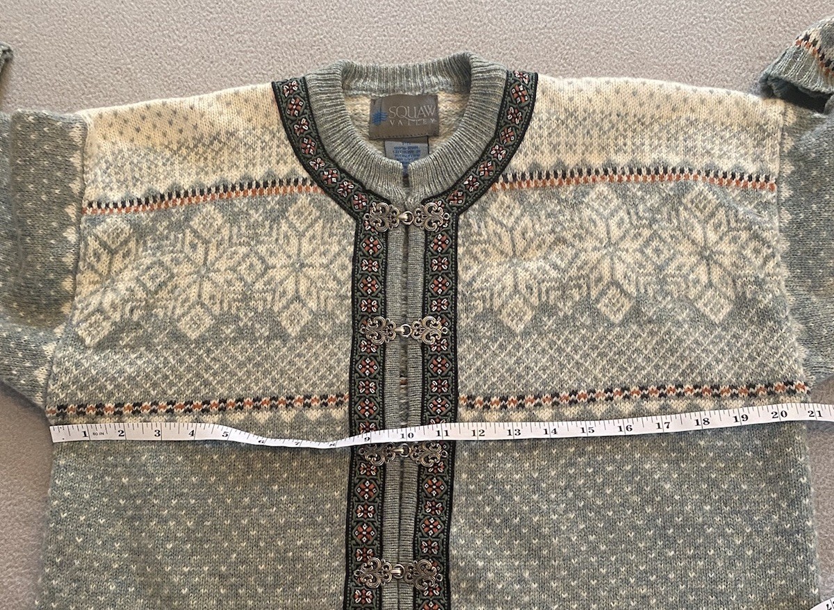 SQAW VALLEY CARDIGAN SZ SMALL WOMENS 100% WOOL FAIRISLE VINTAGE MUST SEE DETAILS
