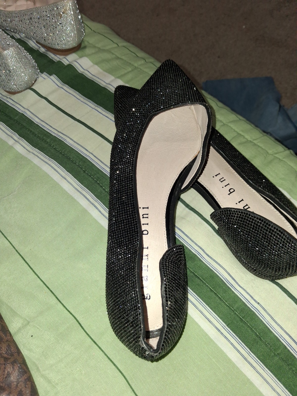 Black Sequin Flats Size 7m,