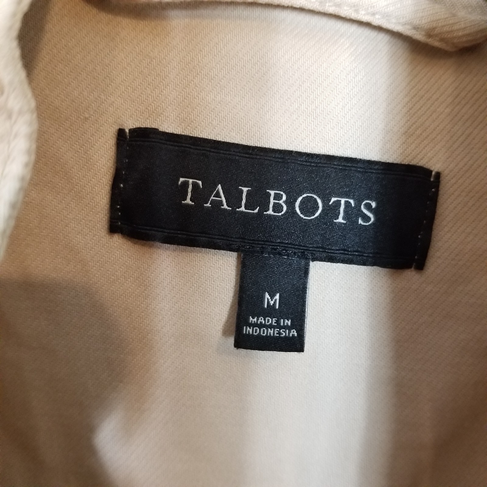 Talbots Womens Safari Jacket Sz M Beige Flap Pockets Stretch Drawstring Button
