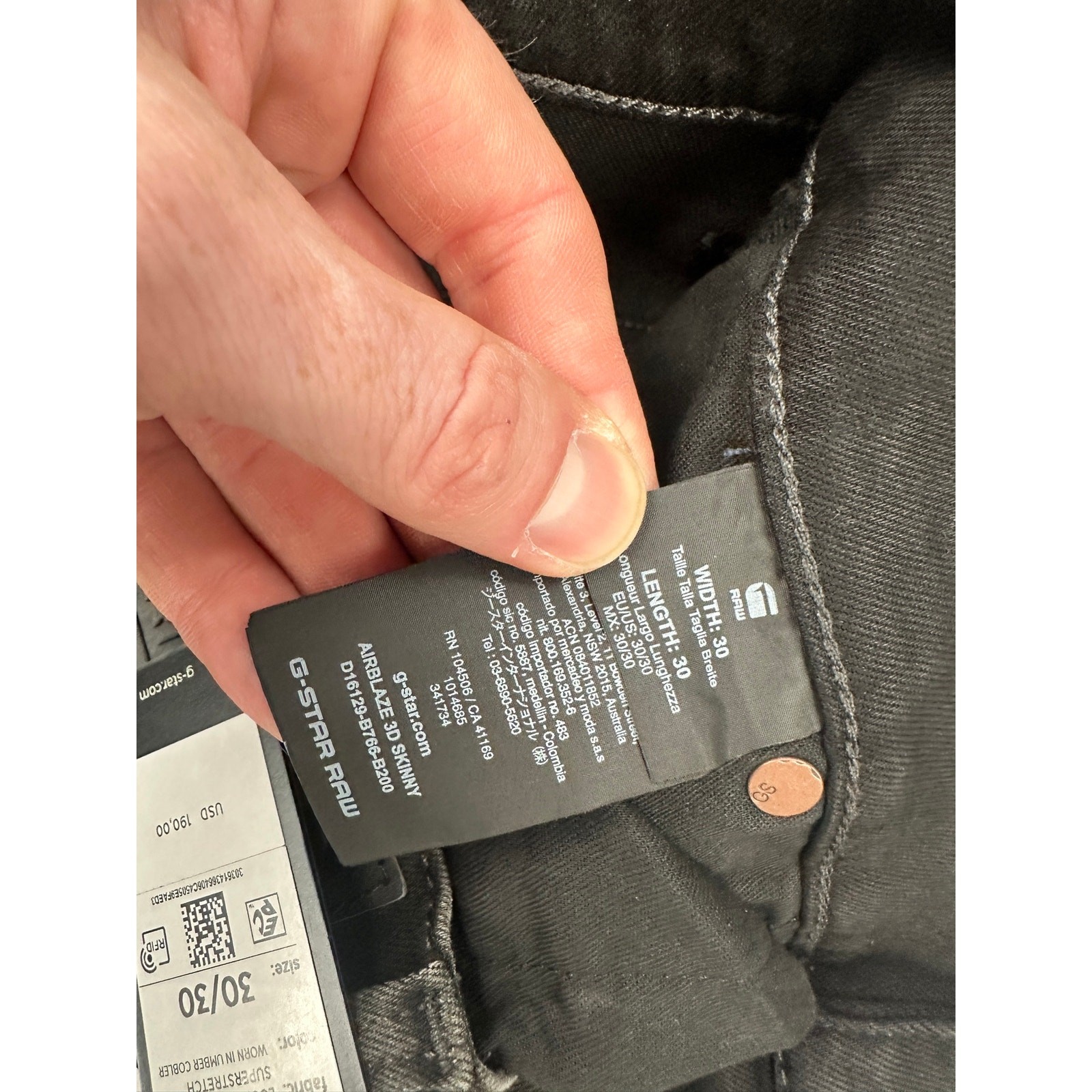 G-Star Raw Airblaze 3D Skinny Jeans Mens 30×30 NWT Loomer Black Stretch 32 Waist