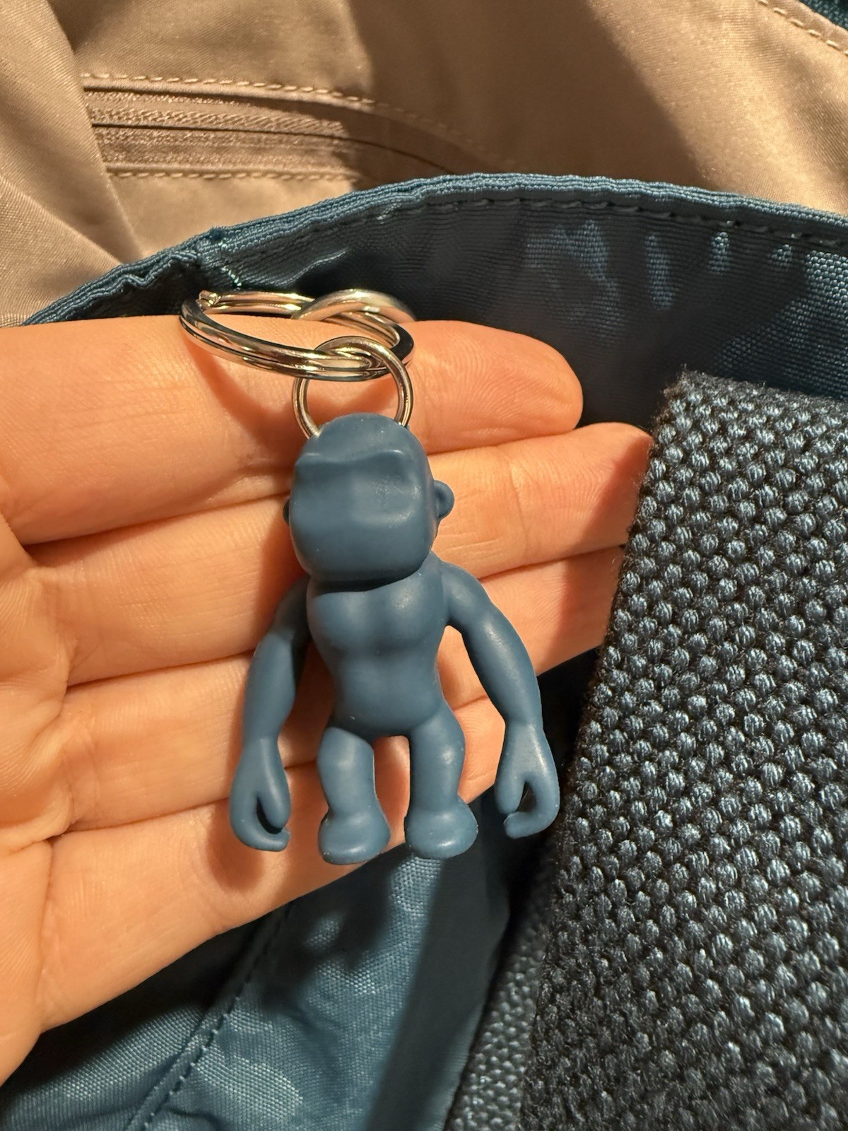 Kipling Asseni Blue Crinkle Nylon Tote Bag Crossbody Purse Rubber Monkey Fob