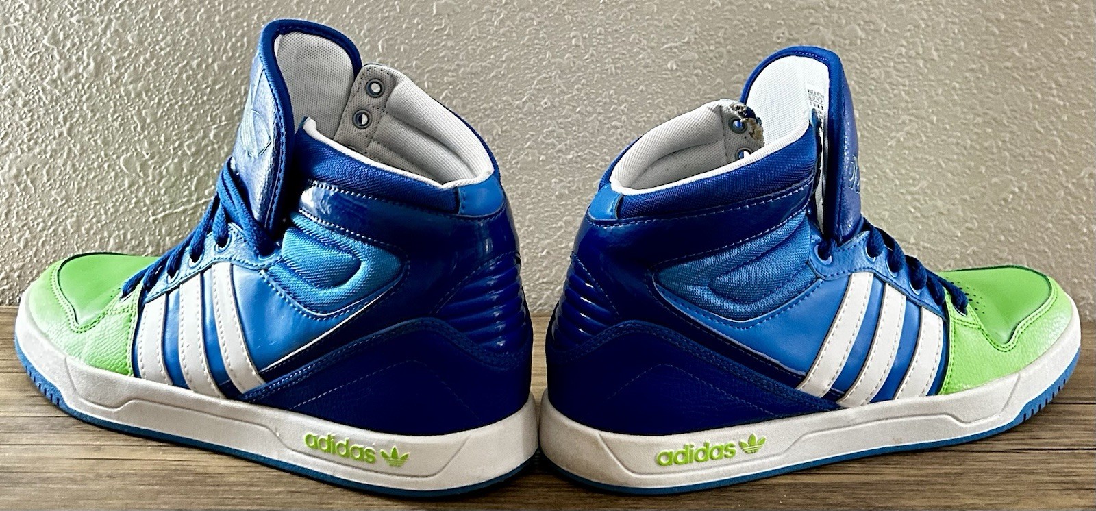 Adidas Blue/Green/White Colorblock Mid Top Lace-Up Sneakers G99390