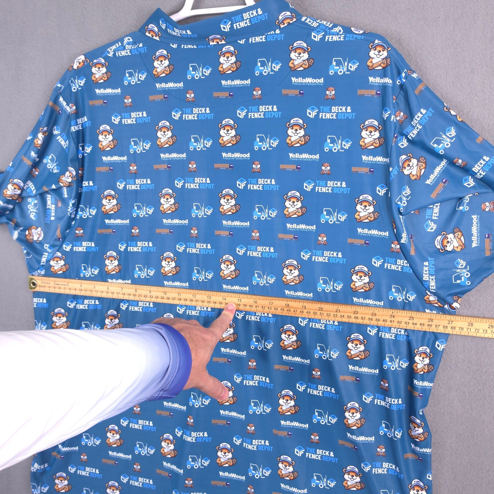 Fore Fathers Mens XXXL Blue YellaWood Novelty Beaver Golf Polo Shirt