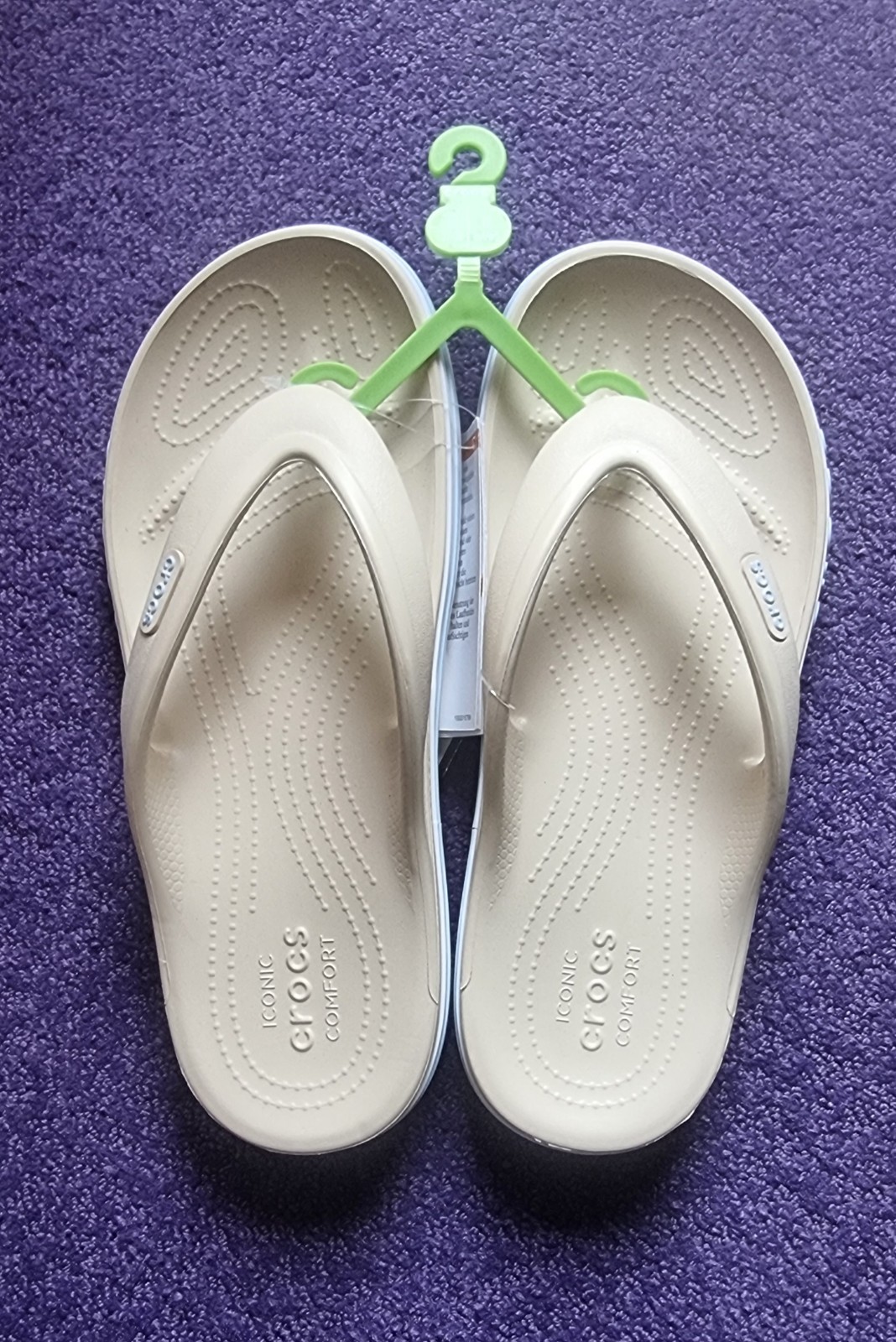 💥Crocs Bayaband Flip Flops white cream Sport Sz Men 5 / Sz Women 7 205393-1LI