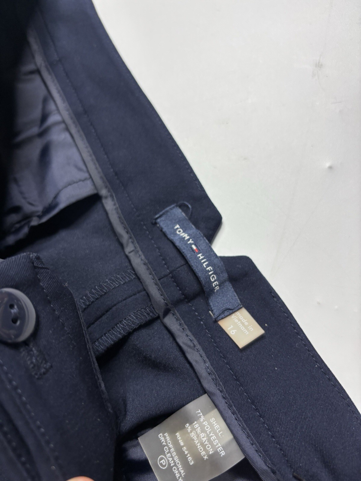 Tommy Hilfiger Womens Wear To Work Dress Pants Size 16 Straight Leg Navy Blue