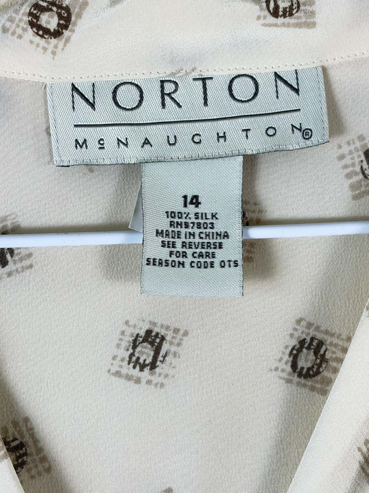 Vintage Norton McNaughton Blouse Size 14 Silk Geometric Multi