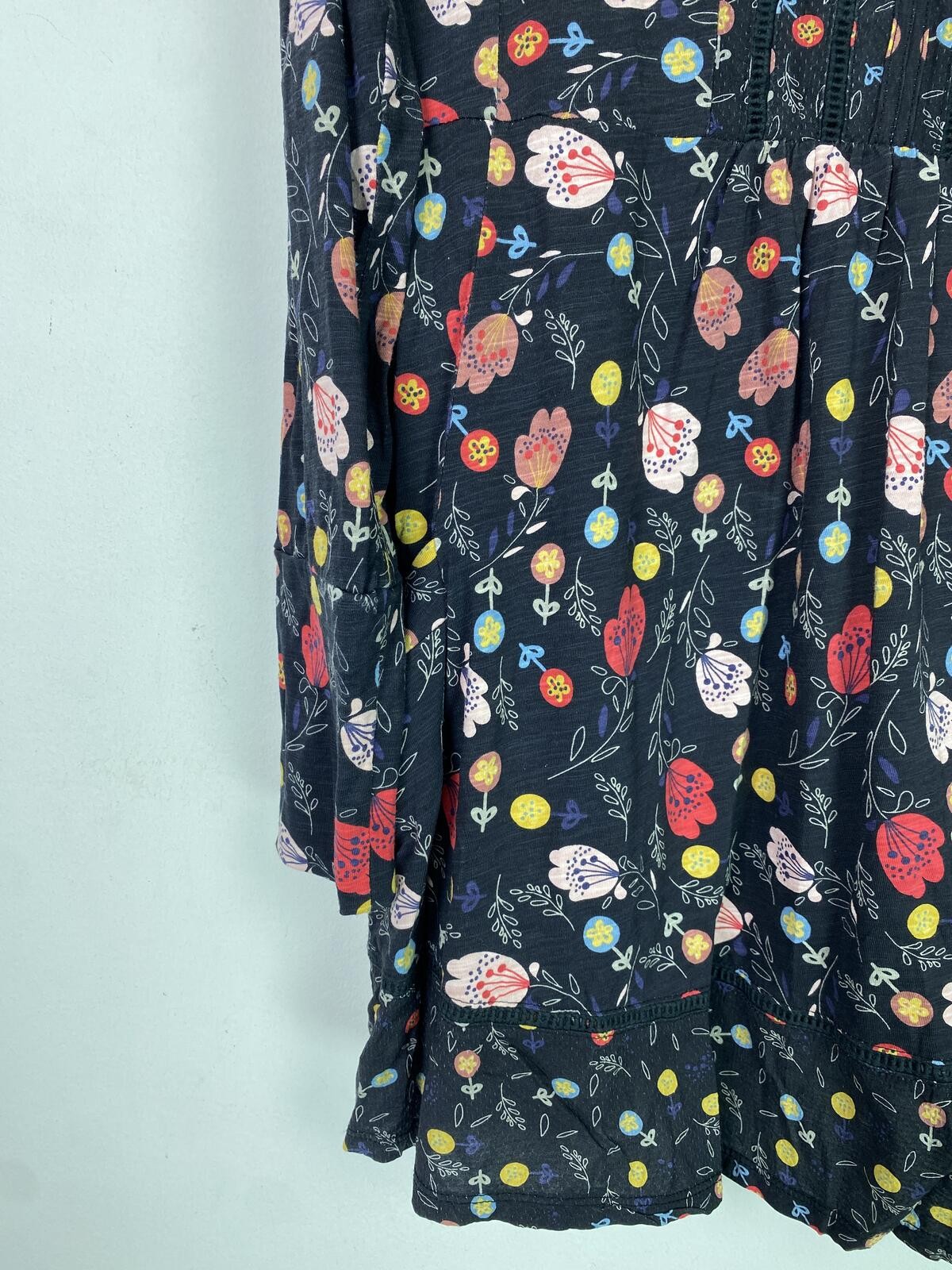 Mantaray Black Red Pink Floral Tunic V Neck Long Sleeve UK 18