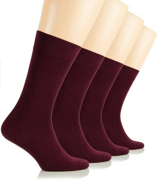 Hugh Ugoli Women’s Crew Bamboo Socks Gift Box Set of 4 Burgundy Size 8-11 New