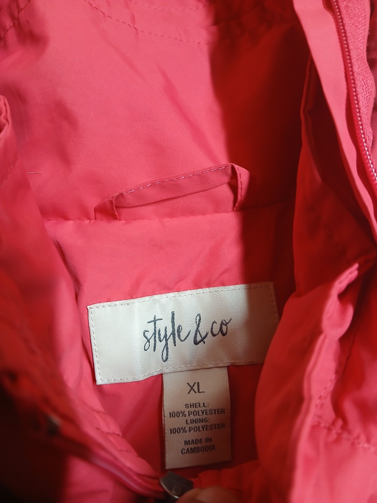 Style&co red zip snap button windbreaker jacket hooded xl women’s