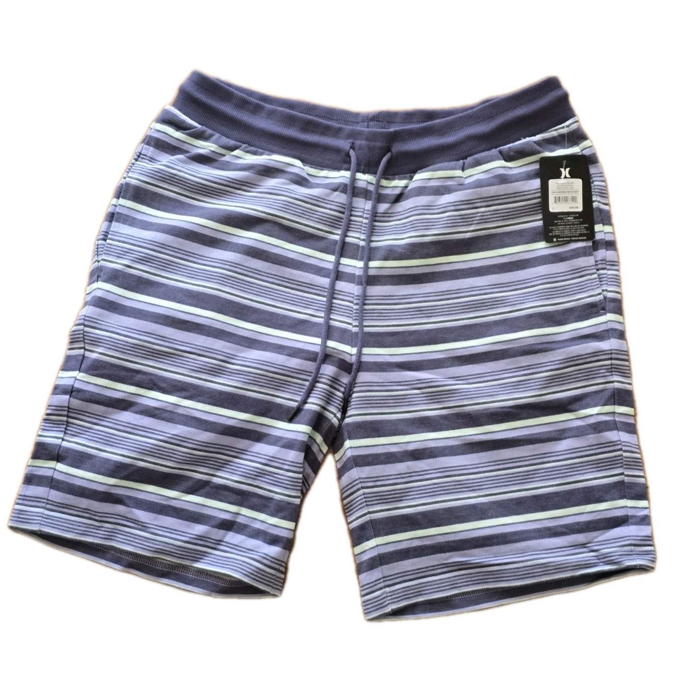 sz Large $40 Hurley Men’s Terry Knit Shorts Coastal Dunes Lounge diffused blue