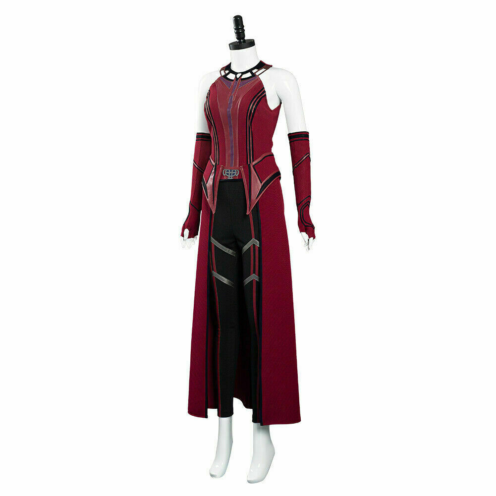 Wanda Vision Scarlet Witch Cosplay Costume Halloween Outfit Battle Suit &