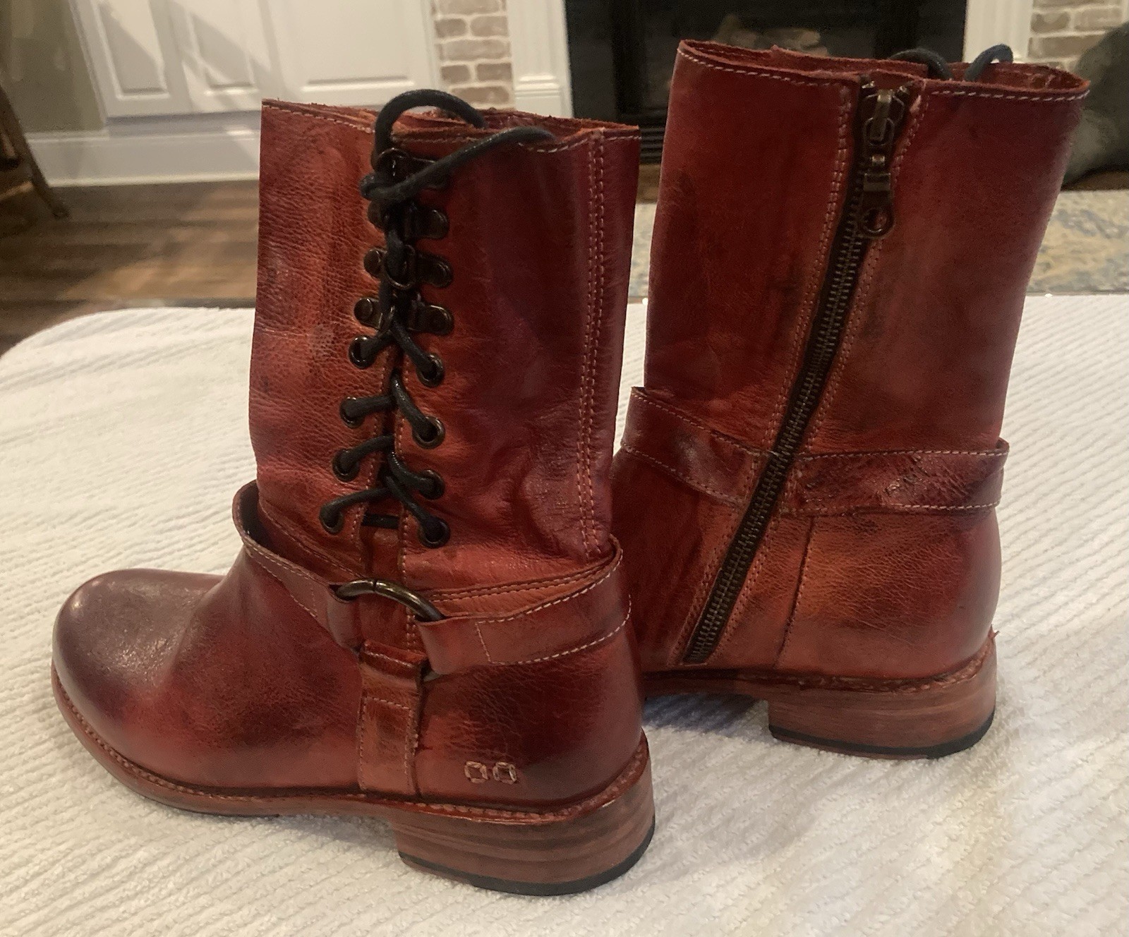 Woman’s Bed Stu Cobbler Red Ankle Boots in Size 8