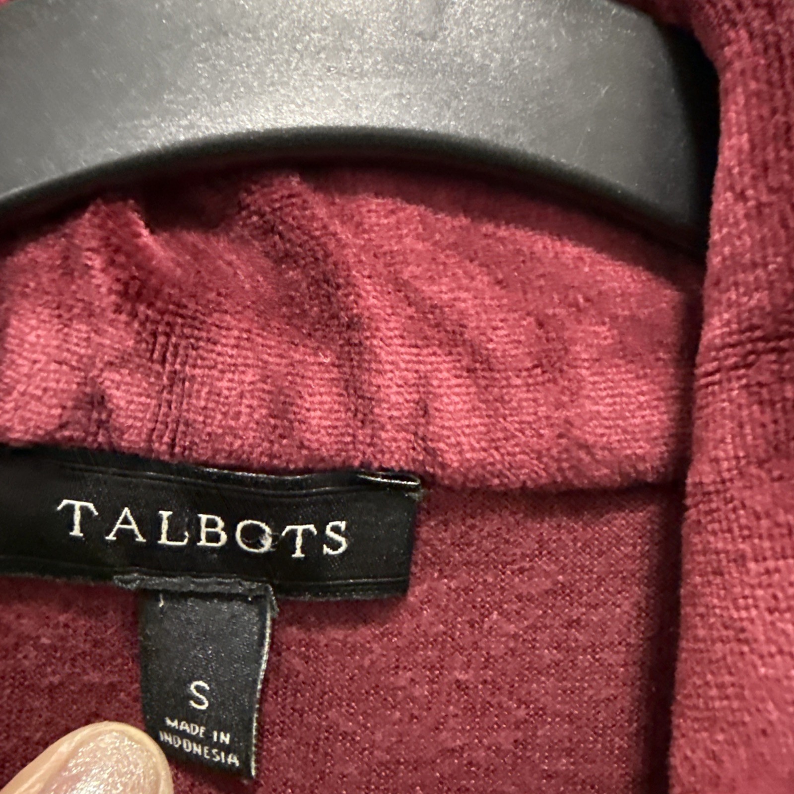 Talbots Velour Zip Front Sweatshirt & Pants Set Size Small Burgundy