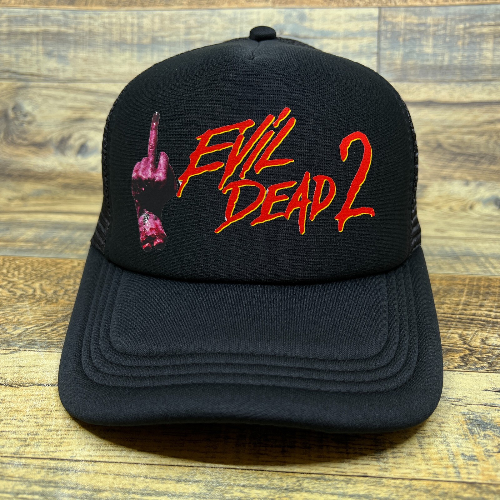 Evil Dead 2 Mens Trucker Hat Black Snapback 80s Cult Horror Comedy Baseball Cap