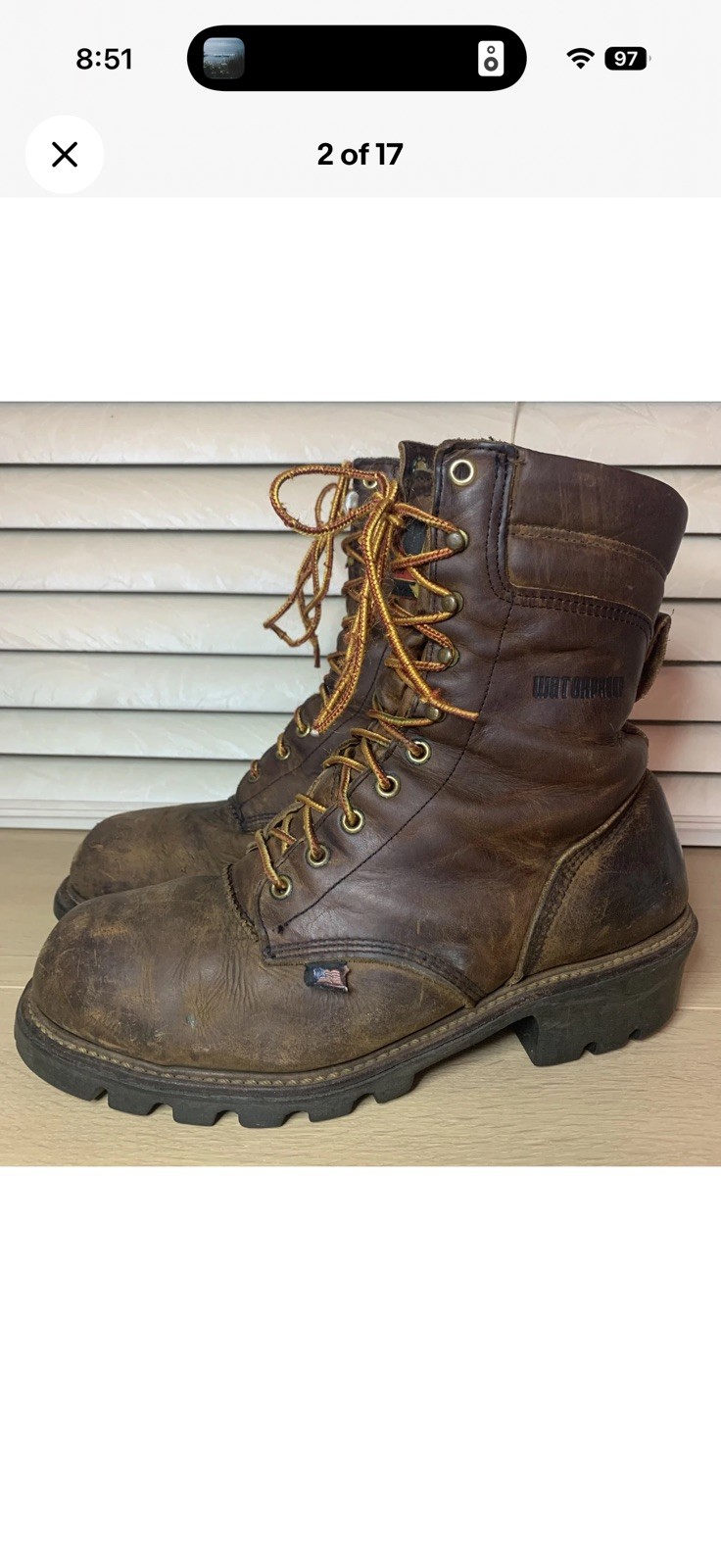Thorogood 804-3550 Men’s 9″ WP Leather Logger Steel Safety Work Boot Size 10 D