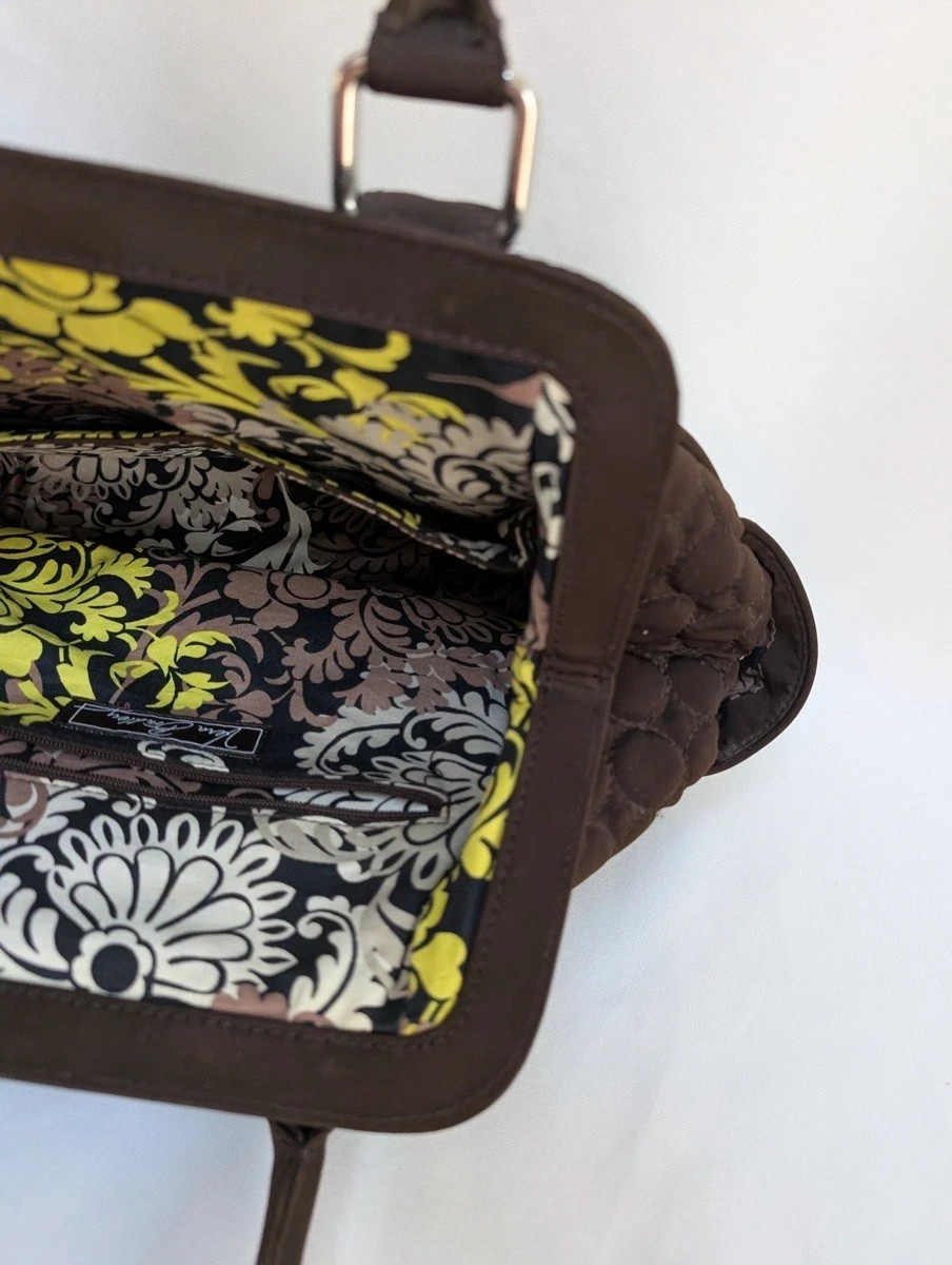 Vera Bradley Quilted Satchel Brown Microfiber Floral Lining Shoulderbag