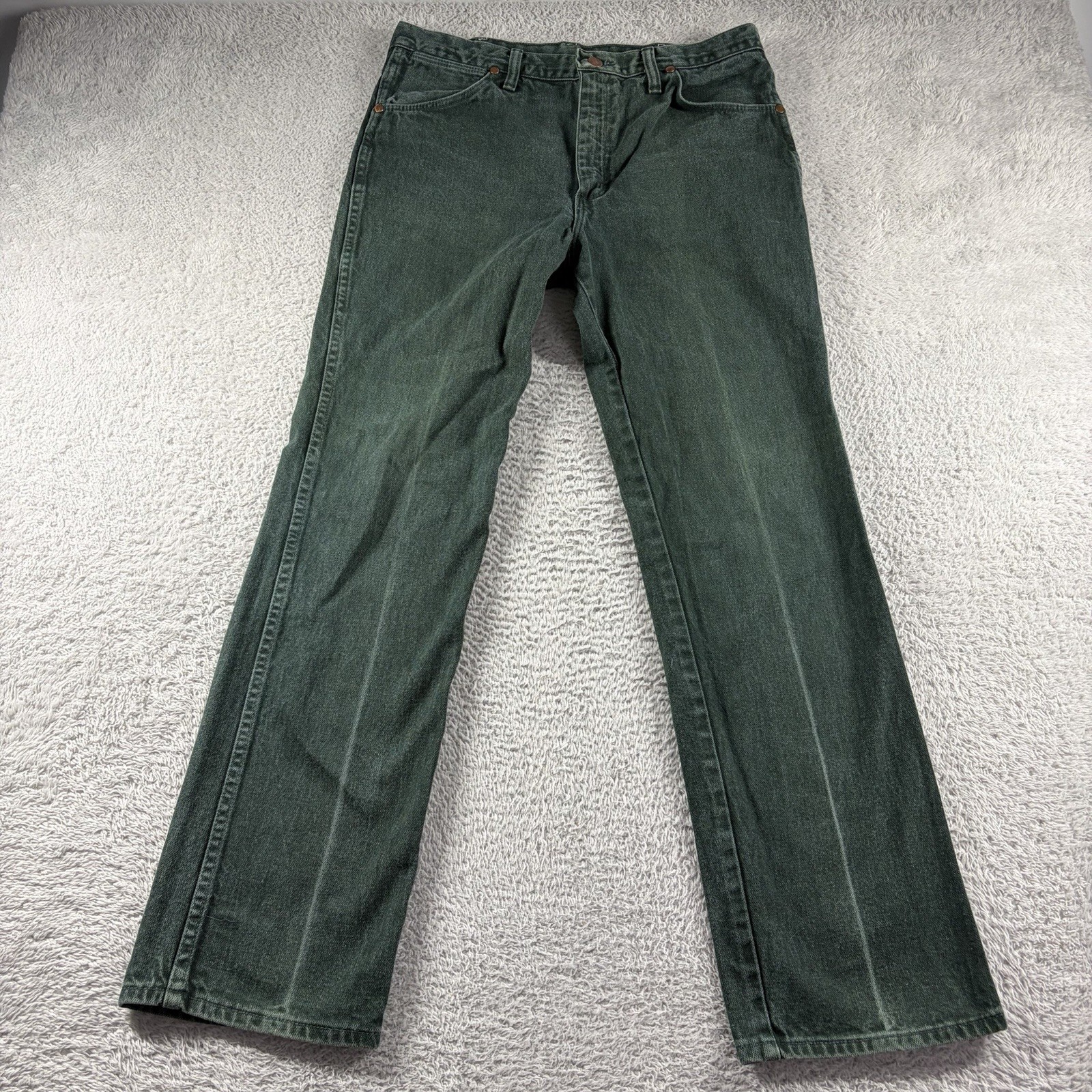 Vintage 90s Wrangler 936WGR Cowboy Cut Jeans Slim Fit Green Mens 34×32 (32×30)