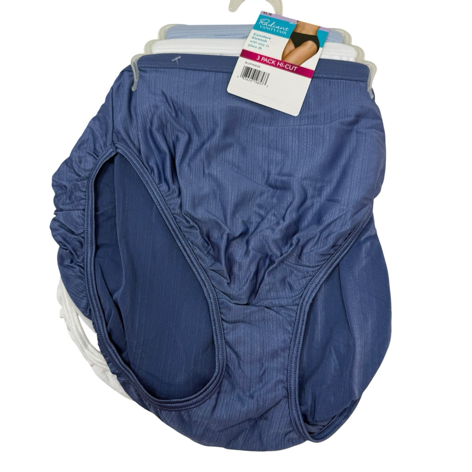 VANITY FAIR Radiant 3-Pair Hi-Cut Brief Underwear Panties Blues Size XL (8)