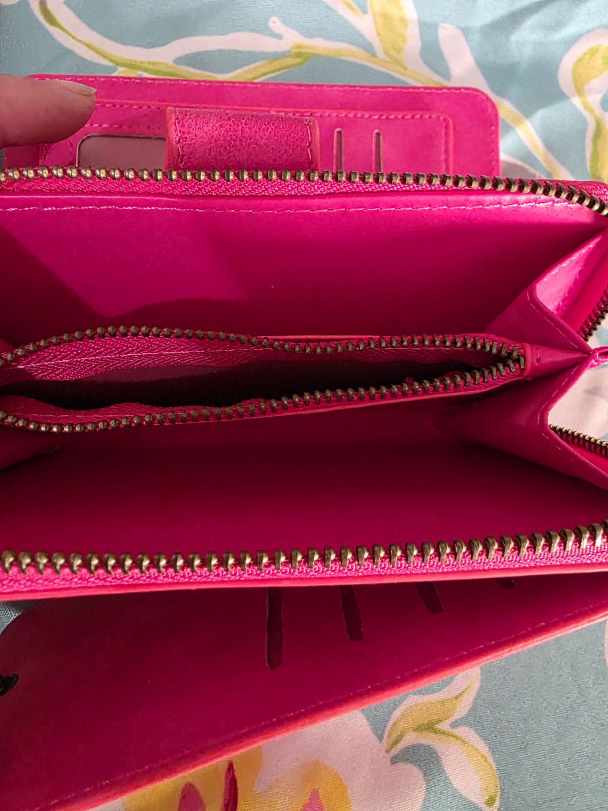 BRG Pink Zip-Around Wristlet Wallet, Snap Closure, Card Slots & ID Window