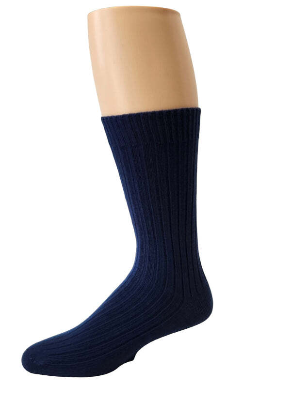 Men’s Organic Ribbed Cotton Crew Socks, Classic Colors with Wide Cuff for Dad