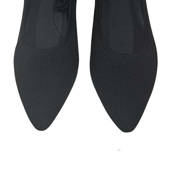 Burudani Black Knit Mary Jane Flats Women’s Size 10 Comfort Slip-On Shoes Pointy